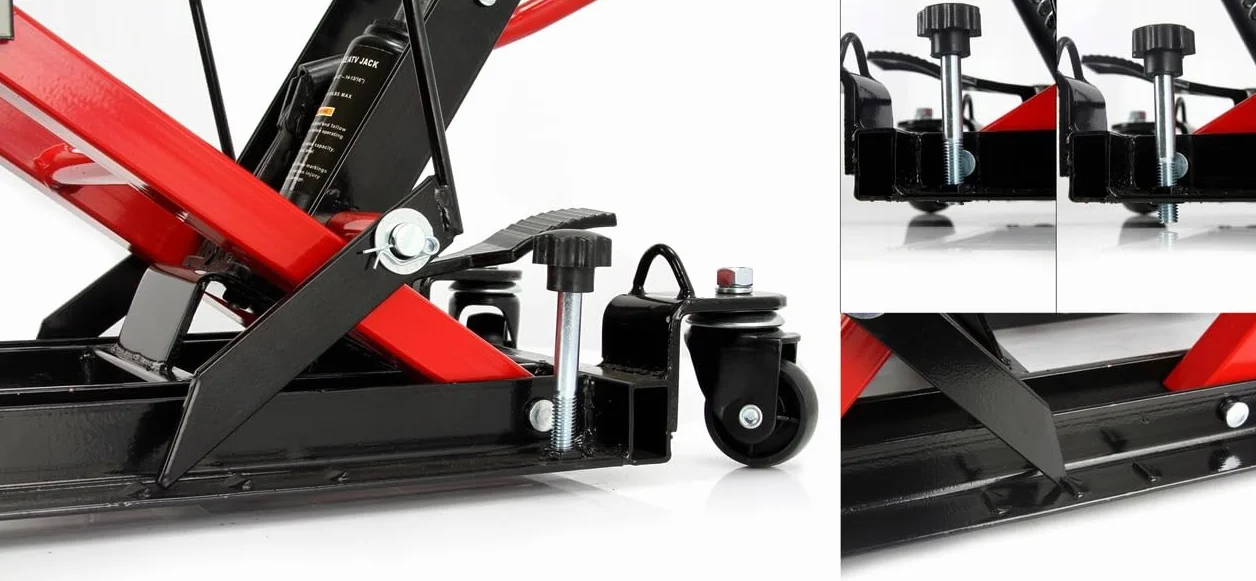 Sollevatore Idraulico 680 kg Ruote Sollevamento 12-38 cm per Moto Quad Veicoli Fuoristrada