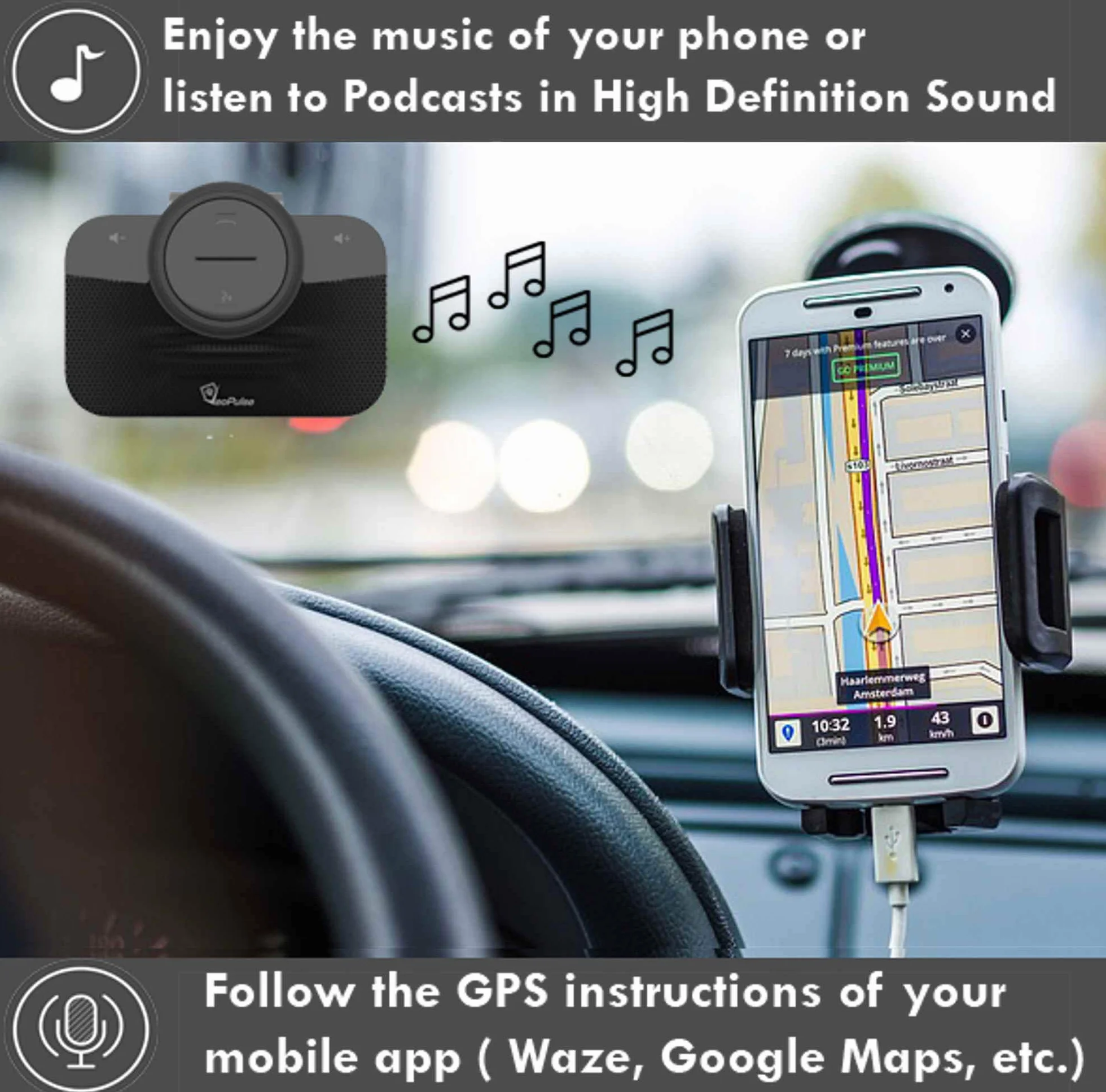 B-PRO 2 Kit Vivavoce per Auto Bluetooth con Accensione e Connessione Automatica per telefonare in Sicurezza e legalità al Volante