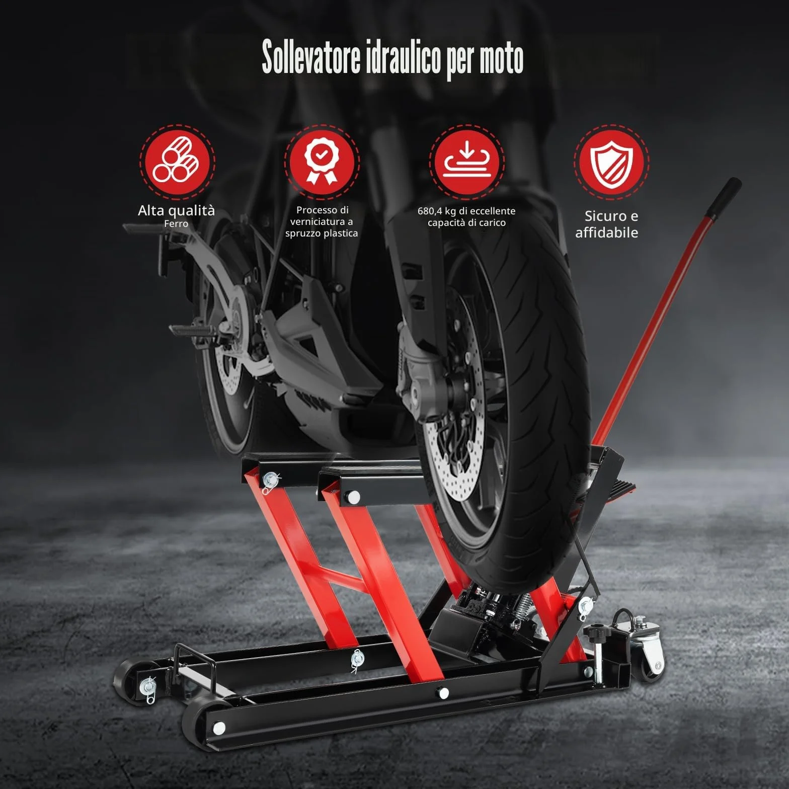 Sollevatore Idraulico per Moto 680 kg Pieghevole