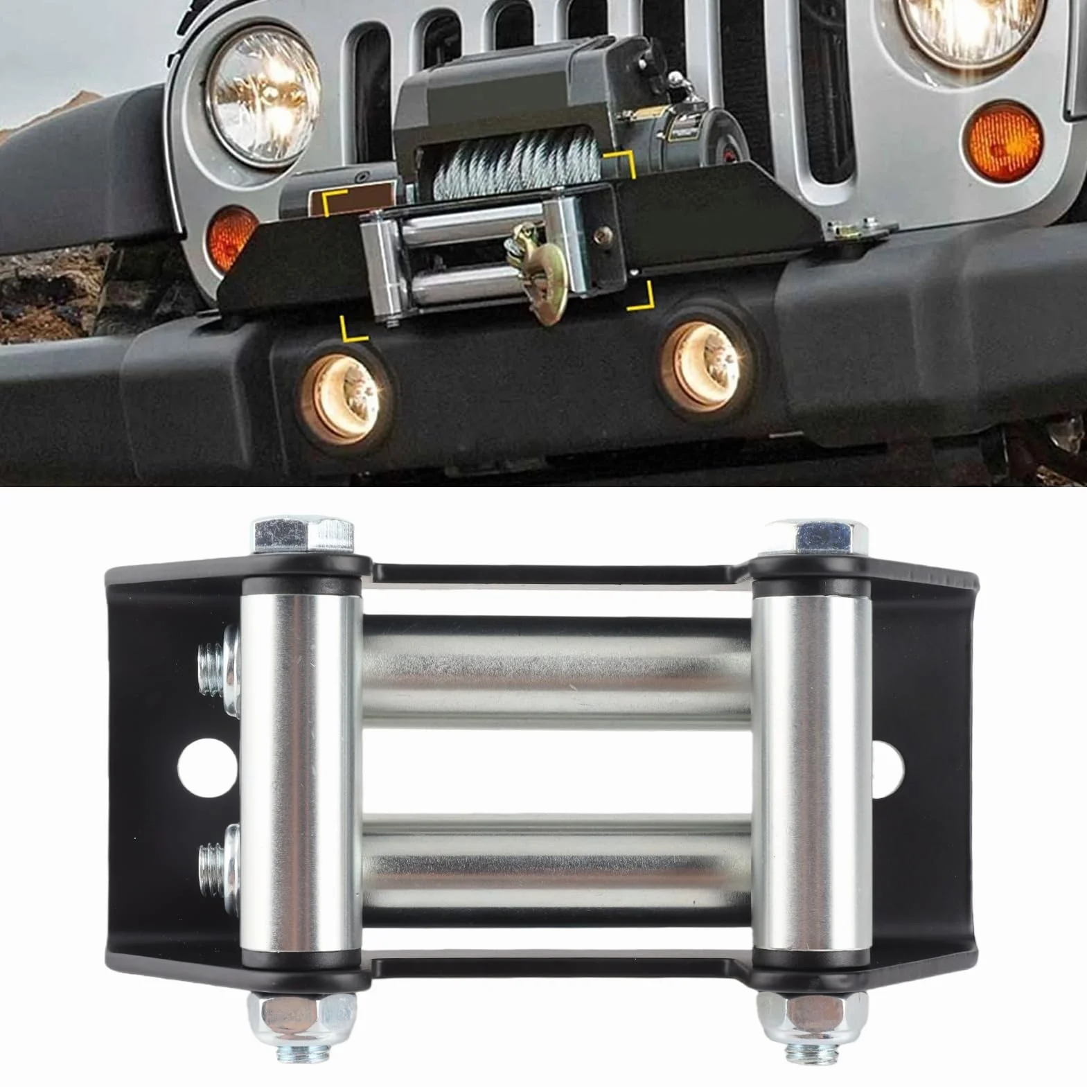 CHICIRIS Passacavo a Rulli per Verricello in Ferro per Impieghi Gravosi, Distanza tra i Fori 125 Mm/5 Pollici Accessorio Automobilistico Universale