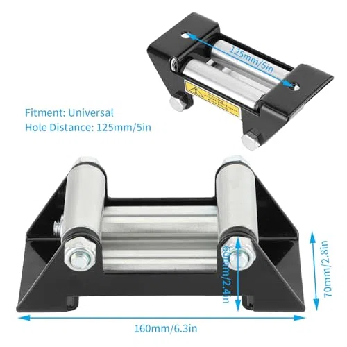 Passacavo per Cavo per Verricello, Passacavo Universale Affiancato per Carichi Pesanti 125 Mm/5 Pollici Diametro Foro 6,3 X 2,8 X 2,4 Pollici