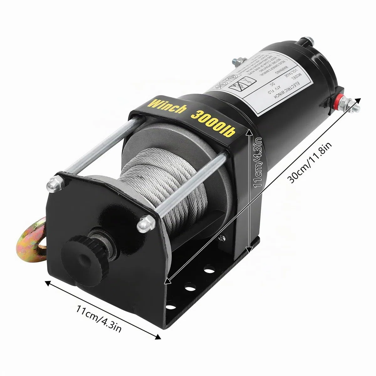 3000LBS, verricello elettrico potente, 12 V, con controllo cablato, per veicoli fuoristrada e operazioni di salvataggio, IP54, impermeabile