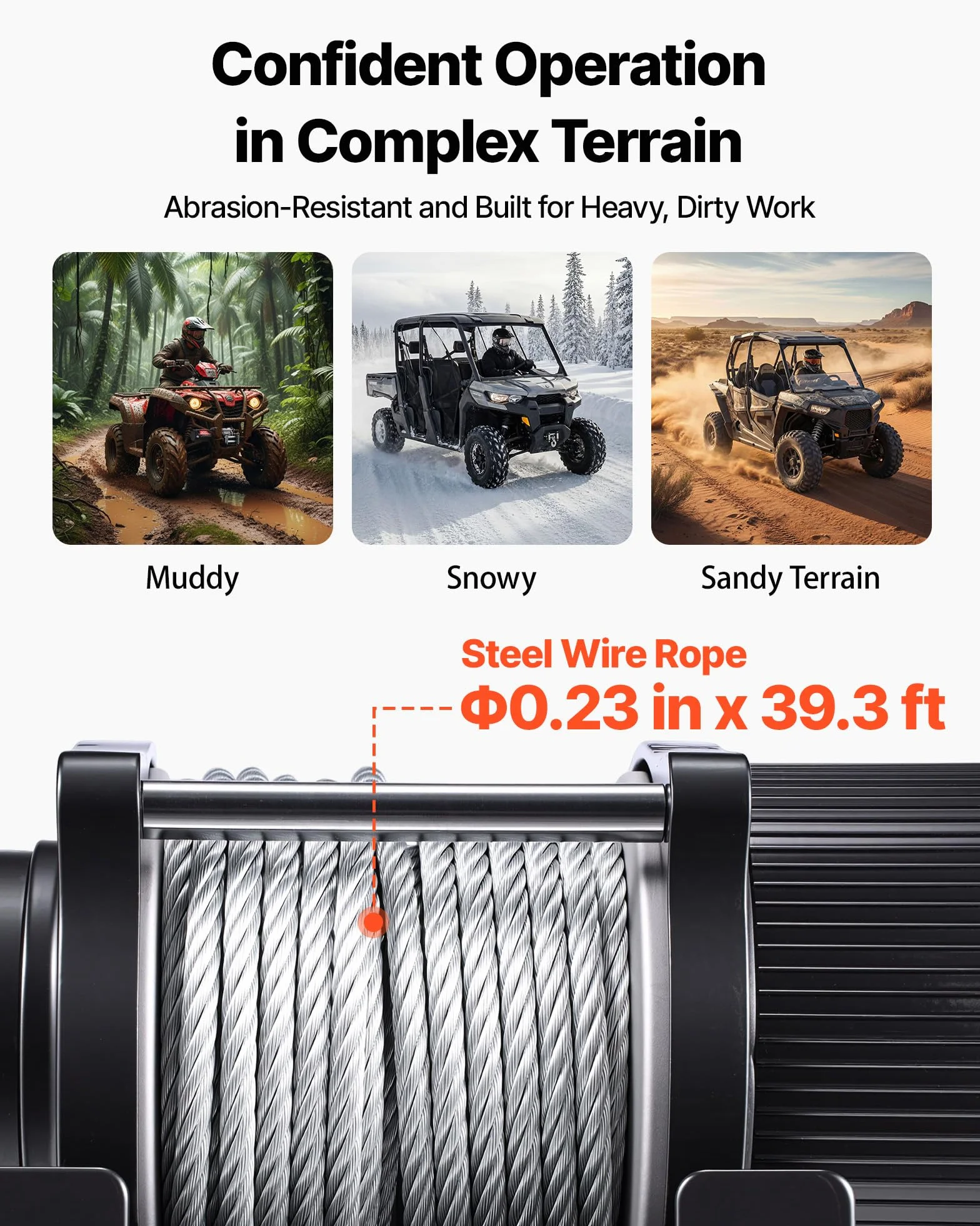 VEVOR Verricello Elettrico con Cavo da 2041 kg, Verricello Elettrico da 12 V CC per ATV/UTV con Cavo in Acciaio Ø 6 mm x 12 m, Telecomando Wireless e Cablato, Protezione IP54, per Recupero Stradale