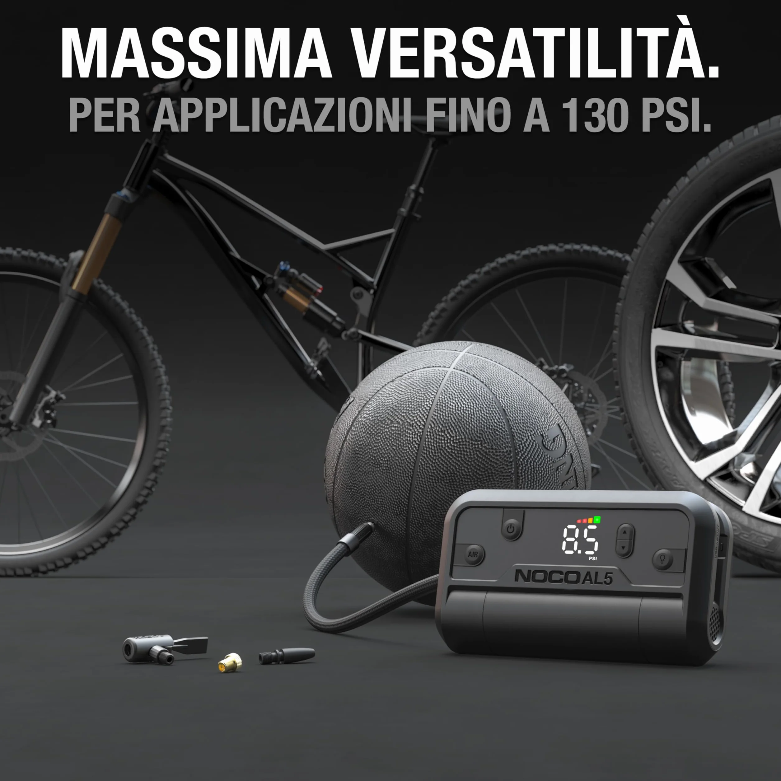 NOCO Air AL5: Gonfiatore per Pneumatici Senza Fili da 5A – Compressore d’Aria Portatile a Batteria – Portata 17 SLPM, da 0 a 40 PSI in 7 Minuti – Manometro Digitale + Spegnimento Automatico