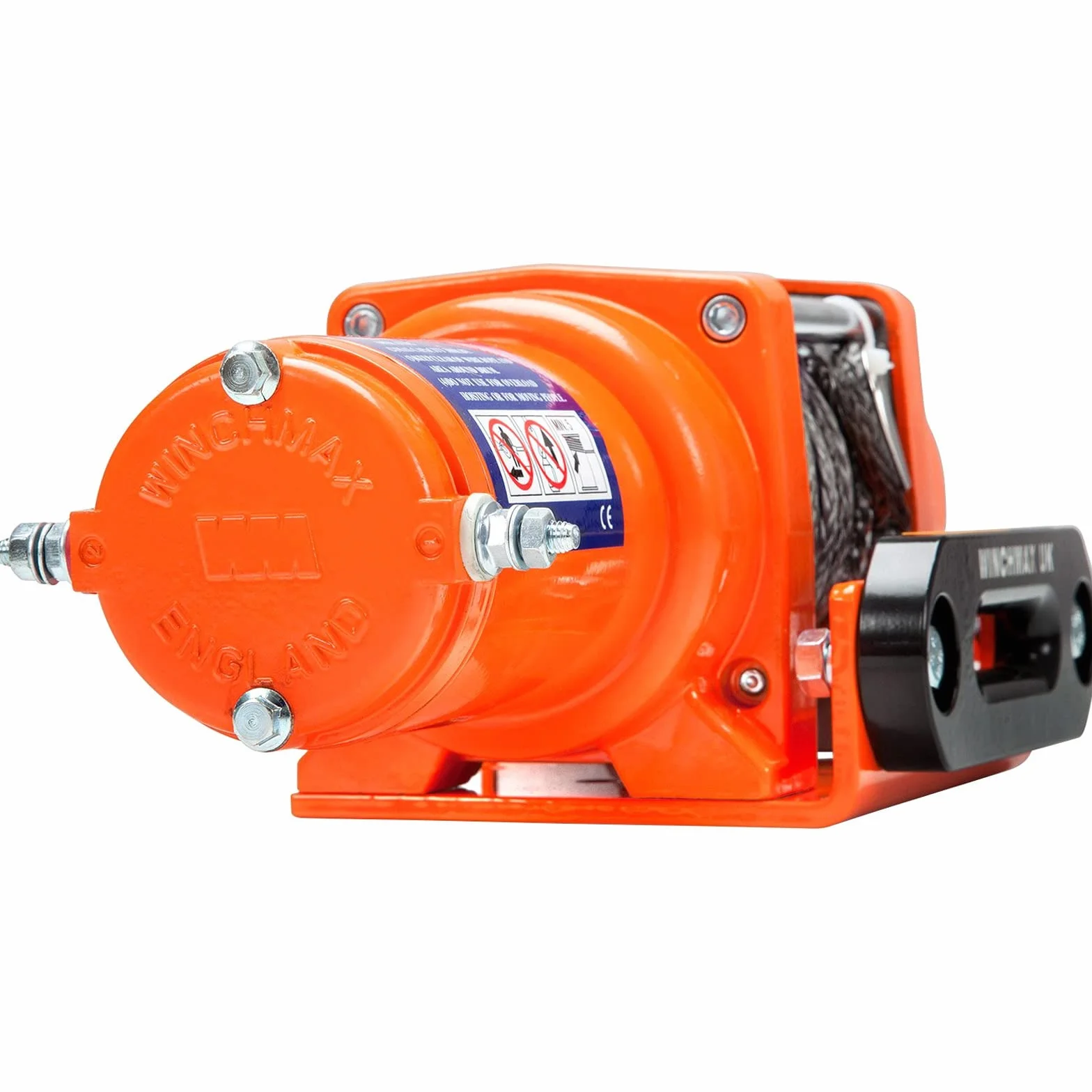 Winchmax 3000lb / 1361kg verricello Elettrico Originale Arancione 12v, Corda Sintetica Dyneema SK75 da 15,5 m 5 mm, Gancio a Cerniera da 1/4 di Pollice. Radiocomandi con Due ricevitori