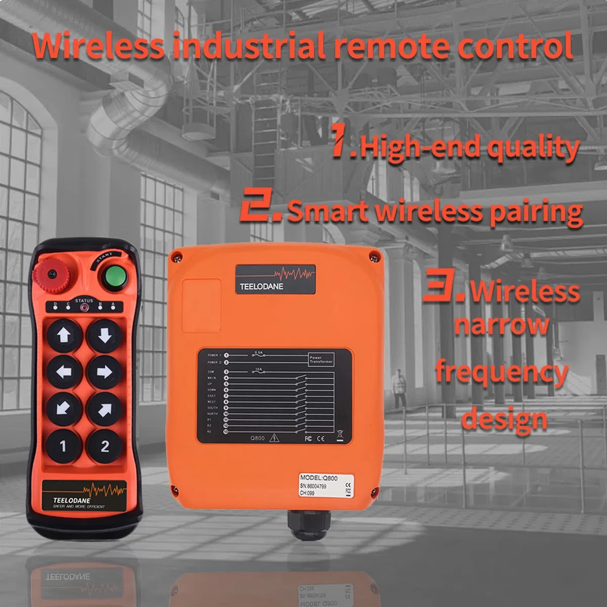 Telecomando Q800 8 pulsanti singola velocità IP65 impermeabile 12-24v senza fili gru industriale (12-24V CC)