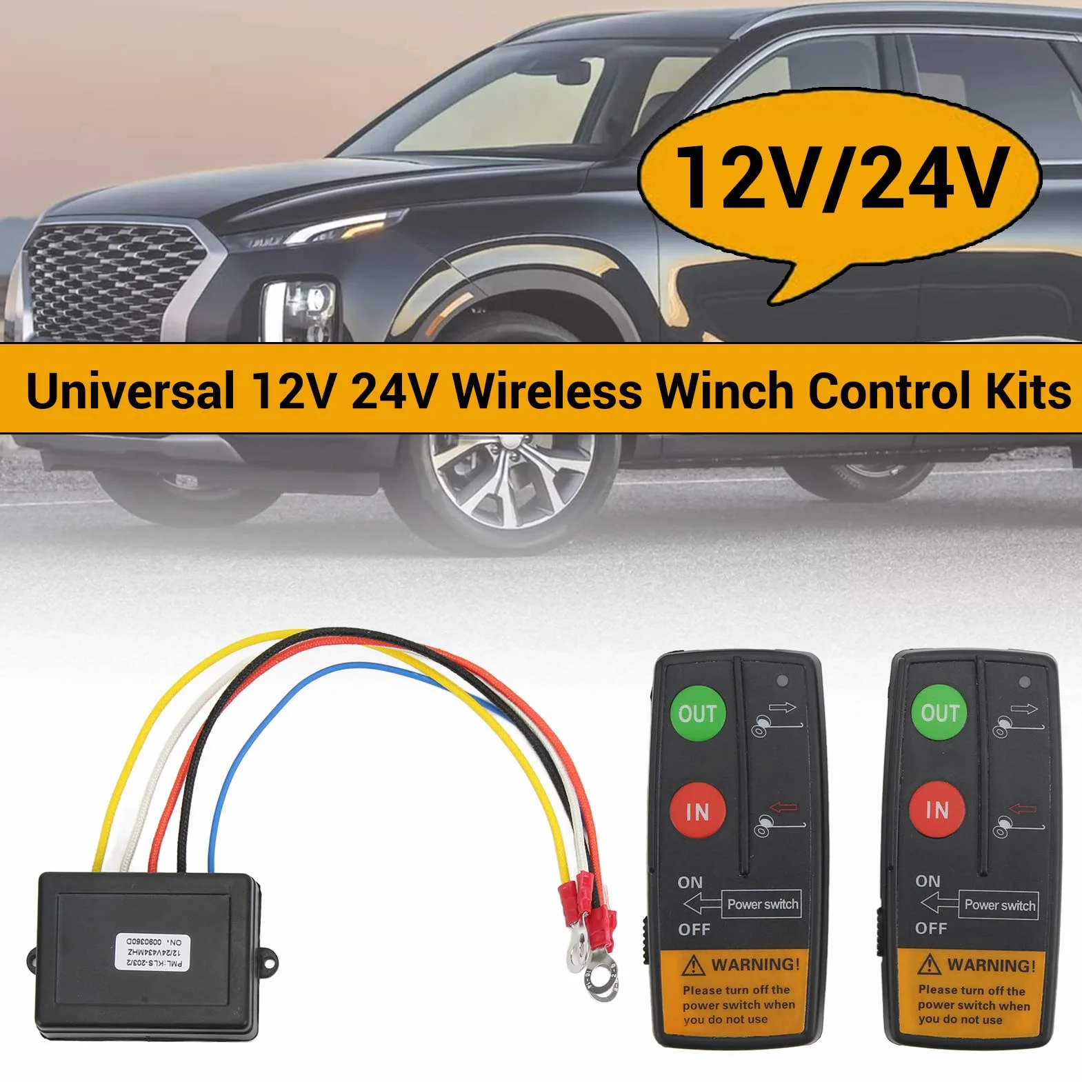 KIMISS 2pcs Kit Telecomando Verricello Wireless 12V Interruttore di Recupero Universale per Camion ATV SUV 75ft Gamma 12V 24V Alta sensibilità