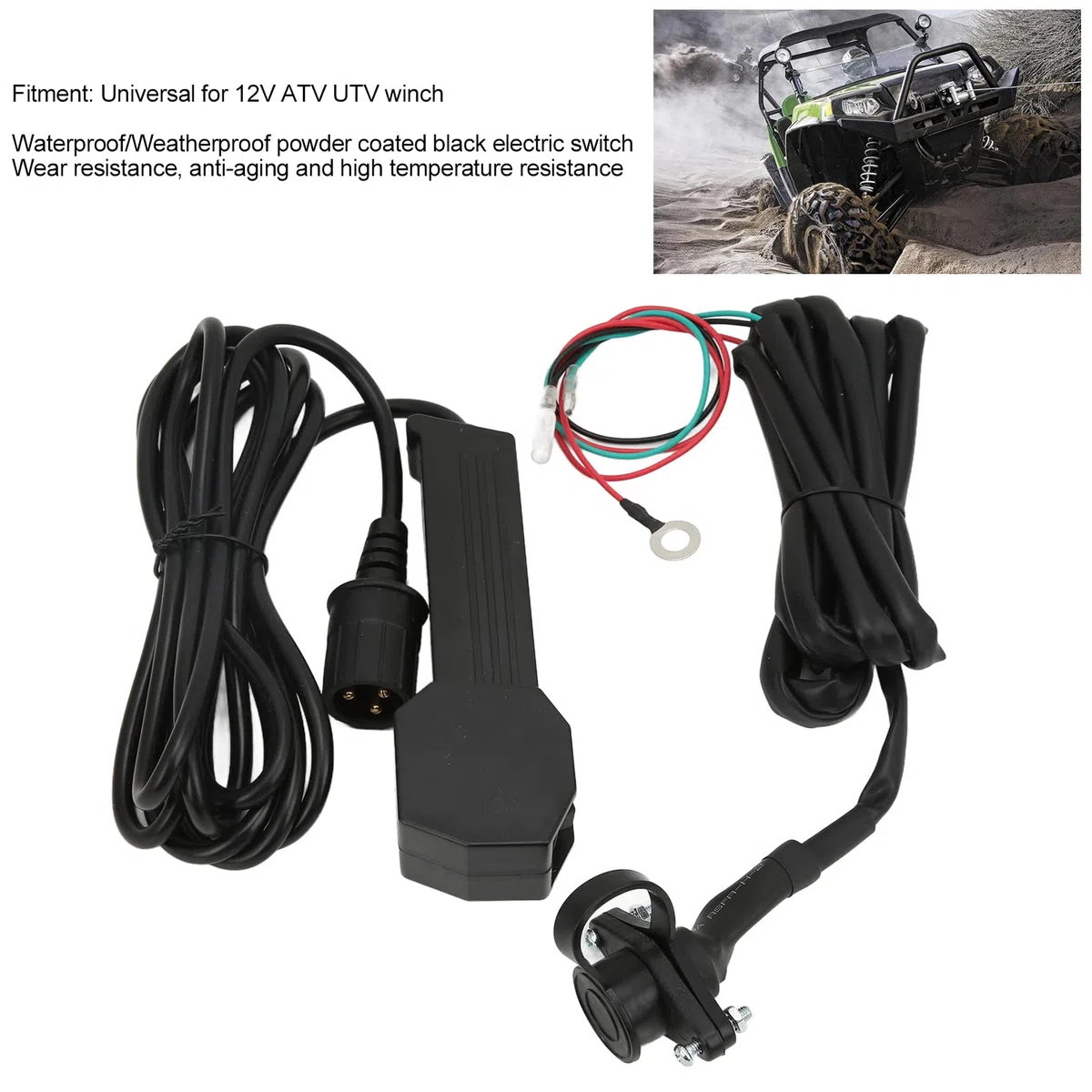 EVGATSAUTO Interruttore di Comando per Verricello, Telecomando per Verricello Elettrico 12 V con Cavo 9 Piedi Manuale Elettrico Impermeabile per ATV UTV in Plastica