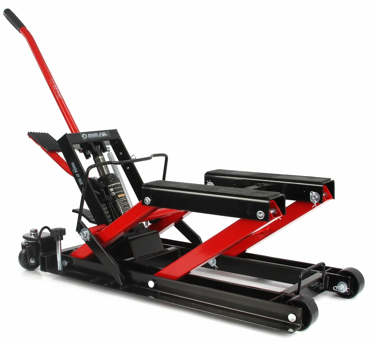Sollevatore Idraulico 680 kg Ruote Sollevamento 12-38 cm per Moto Quad Veicoli Fuoristrada