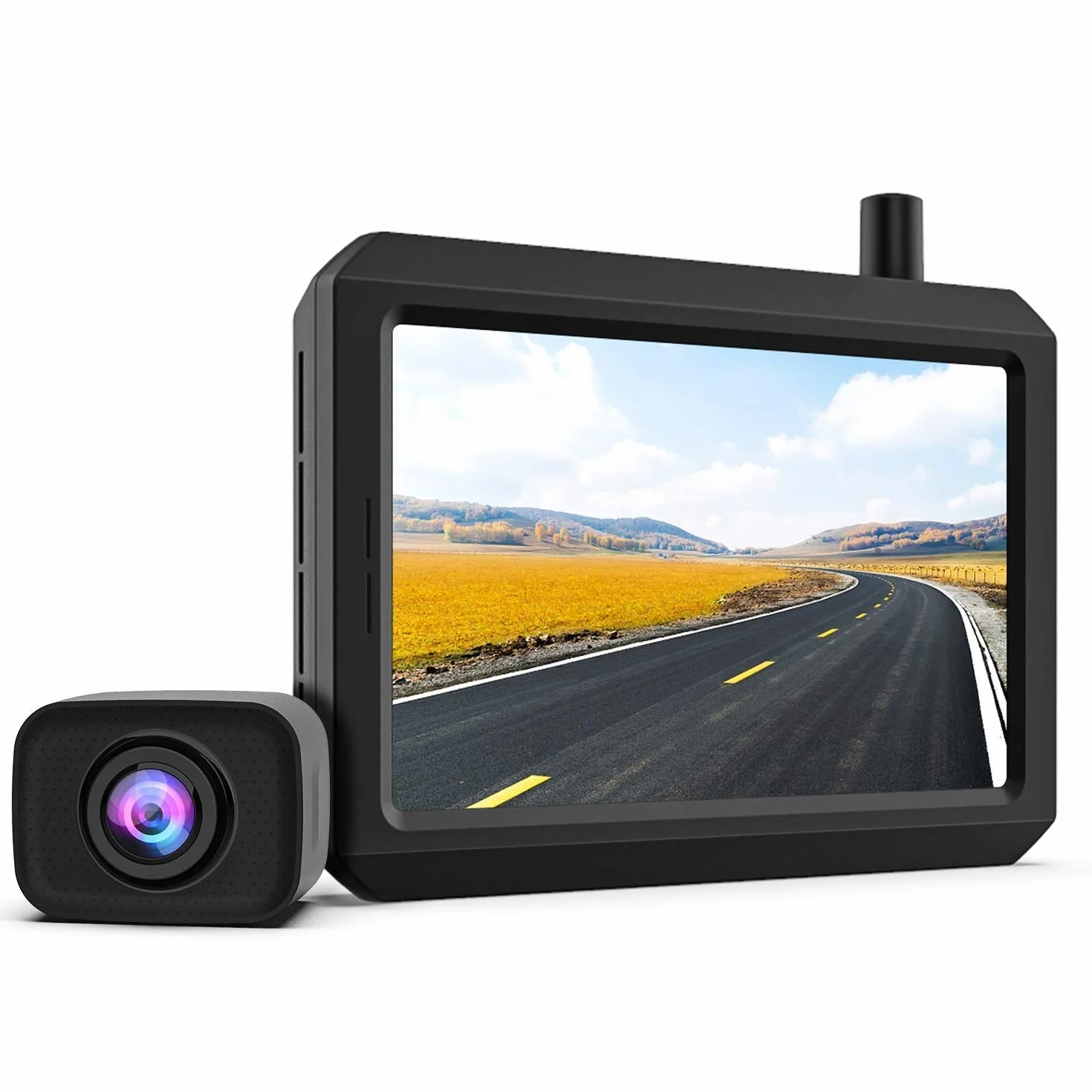K7PRO Kit Telecamera Retromarcia Wireless Digitale supporta 2 telecamere, Telecamera Posteriore Segnale Stabile, Monitor HD da 5 pollici, Telecamera Auto Impermeabile IP68, Visione Notturna