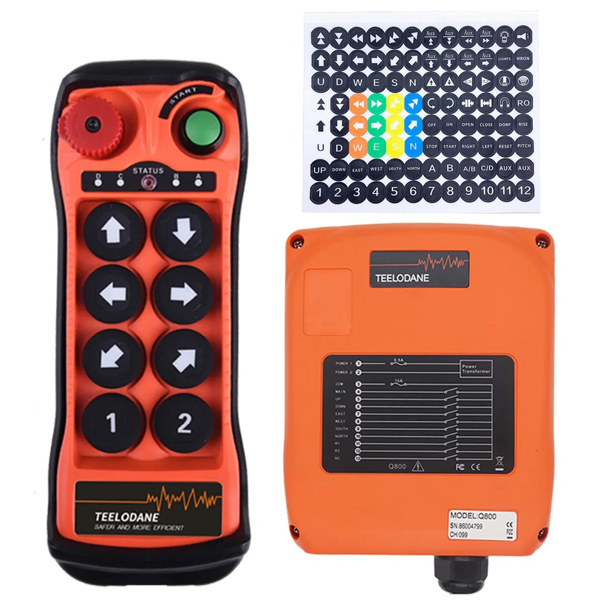 Telecomando Q800 8 pulsanti singola velocità IP65 impermeabile 12-24v senza fili gru industriale (12-24V CC)