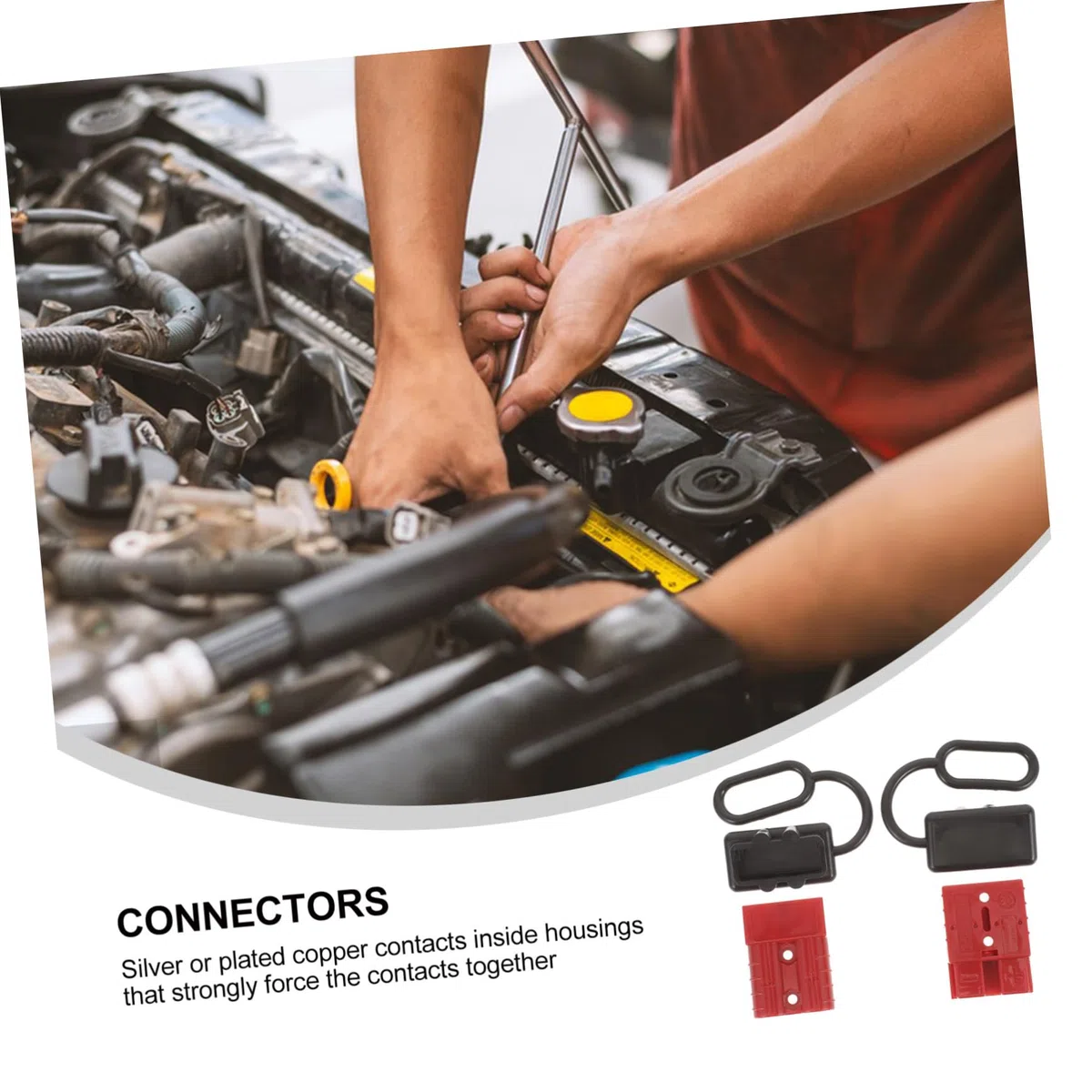 Connettore di Potenza a Due Poli Rosso A0190 per Moduli di Alimentazione e Verricelli, con Rivestimento in Rame e Argento, Protezione Ul94 V-0, Connessione Rapida e Sicura