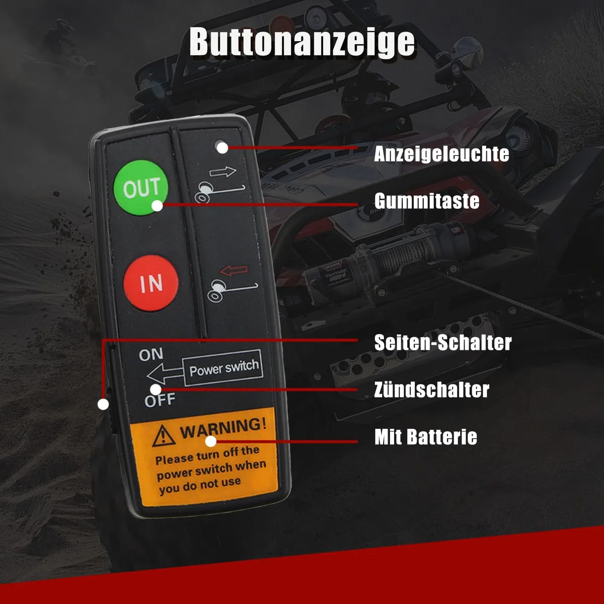 Kit di controllo remoto per verricello senza fili, portata di 2,3 Km, universale, ad alta sensibilità, adatto per auto, camion ATV, 12 V 24 V