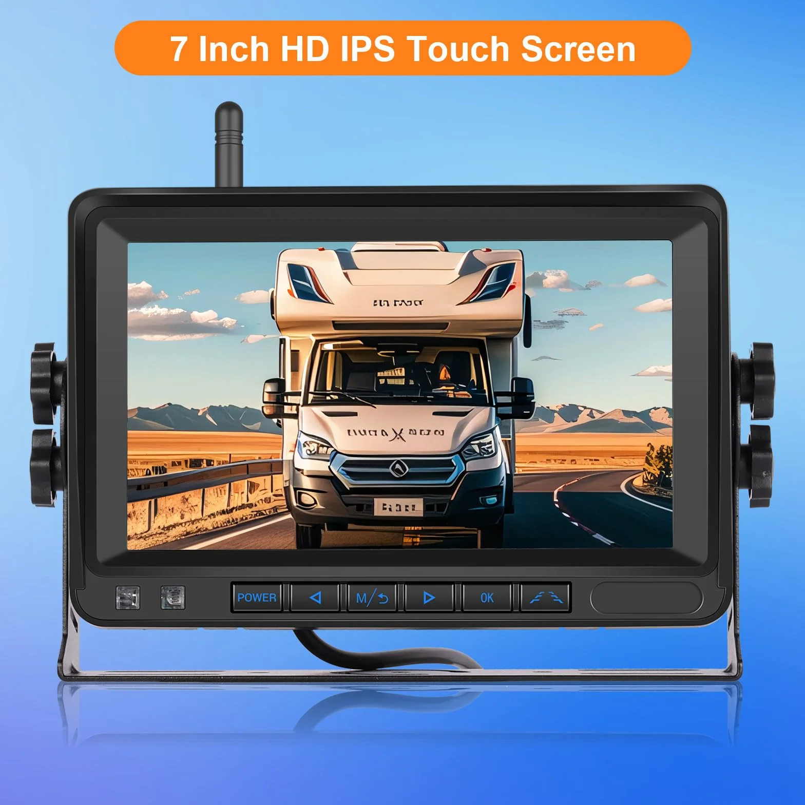 VECHTEL Telecamera Retromarcia Wireless 1080P, kit Monitor con Schermo IPS da 7 Pollici per Camion, Autobus, Furgoni, Camper, Pickup, Impermeabile IP68, Visione Notturna, Linee Guida DIY