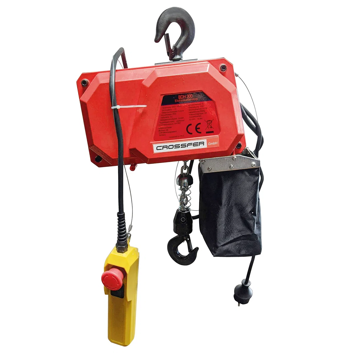 Paranco elettrico a catena, 300 kg, con catena in acciaio da 3 metri, 230 V