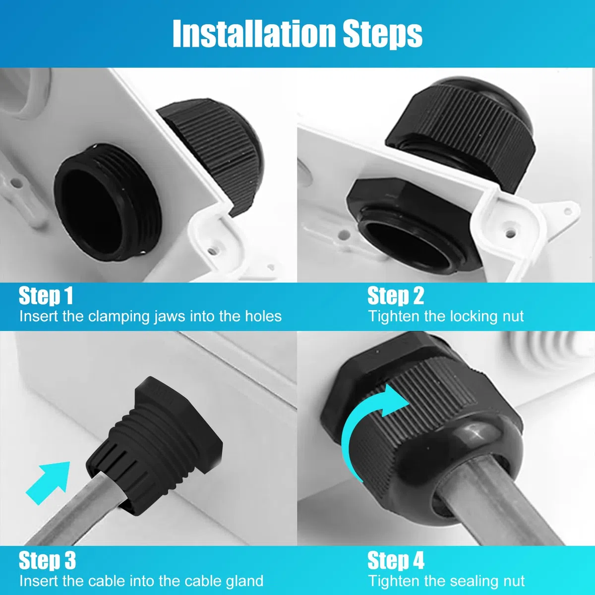 PUWOWYE 50 Pezzi Passacavo Impermeabile IP68, Connettori Pressacavi PG7 PG9 PG11 PG13,5 PG16 PG19 con Cavo Flessibile Regolabile, Pressacavi Elettrici per Casa, Giardino, Illuminazione Estern