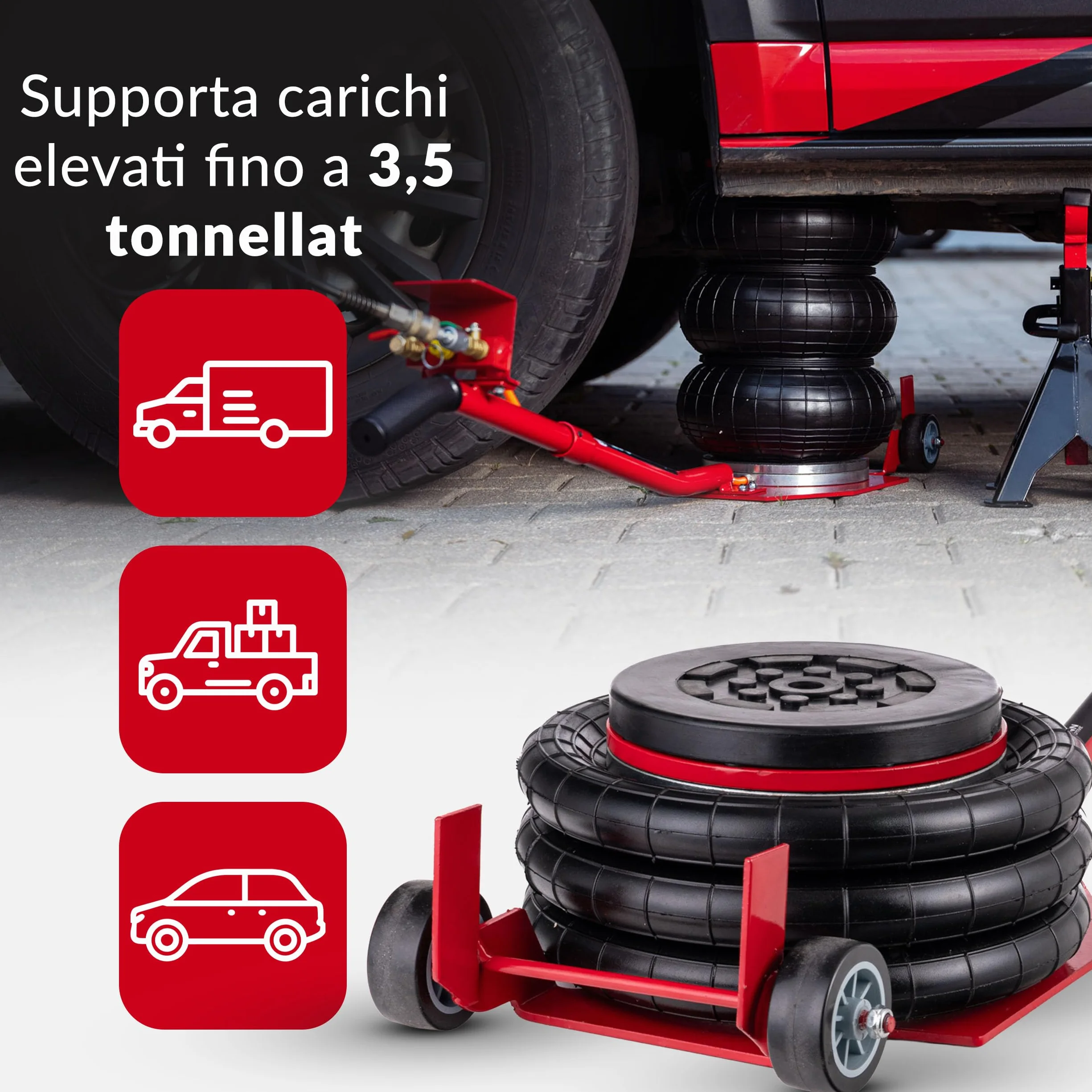 LEHMANN Cric Pneumatico 3,5T Altezza Regolabile 150-400 mm per Auto SUV Furgoni fino a 3500 kg