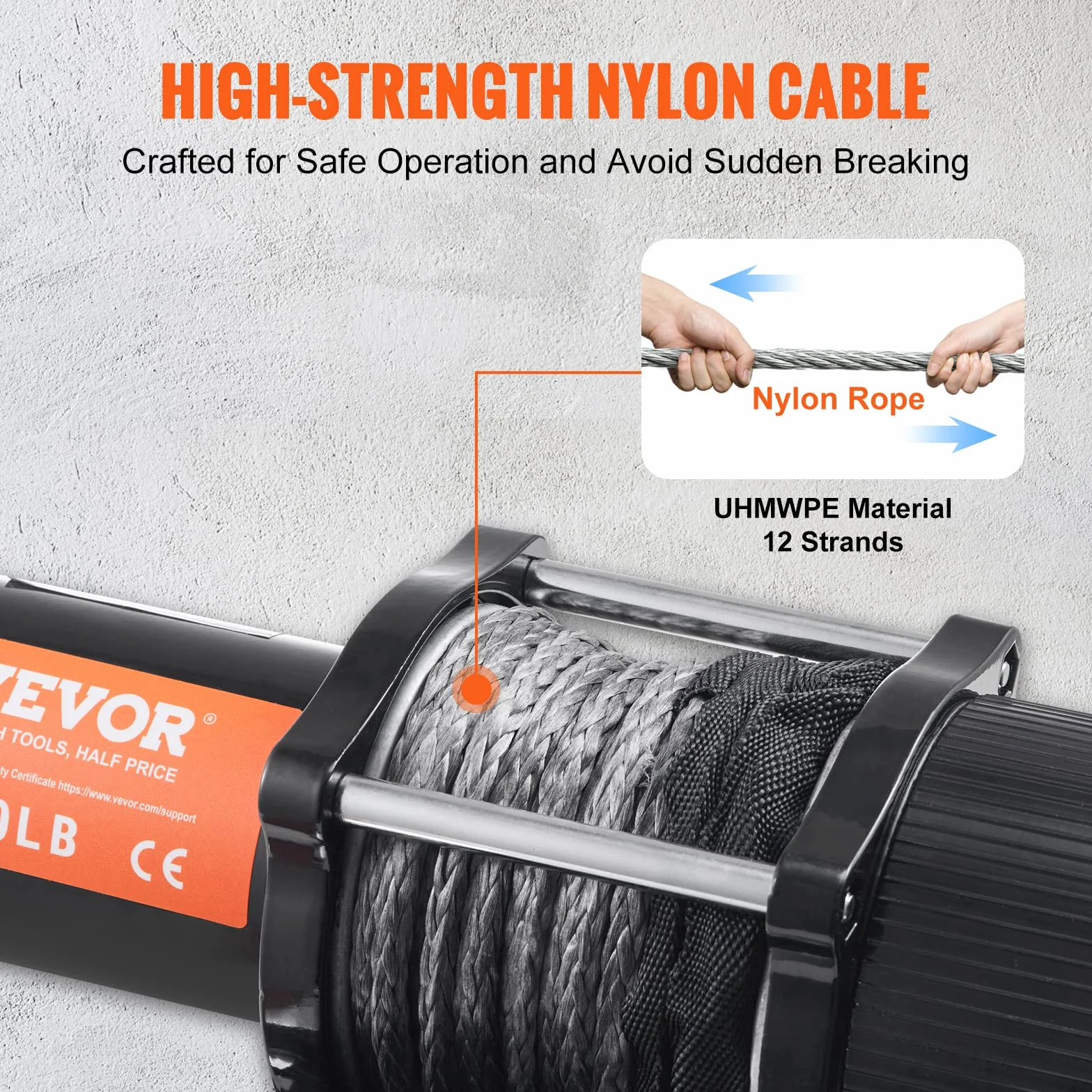 VEVOR Verricello Elettrico per ATV Veicolo Fuoristrada Carico Max. 2041kg Controllo Senza Fili, Verricello Elettrico 12V Impermeabile di Grado IP55 Corda in Nylon per ATV SUV, Verricello per Veicoli