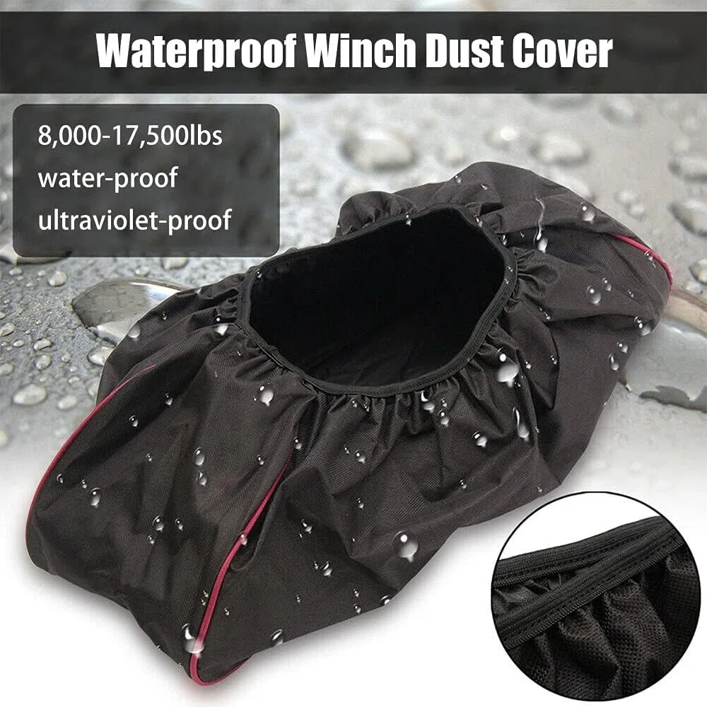 Copertura per verricello per auto, copertura per argano nero impermeabile antipolvere con fascia elastica, capacità da 8.000 a 17.500 libbre SUV rimorchio, impermeabile antipolvere per SUV, nero
