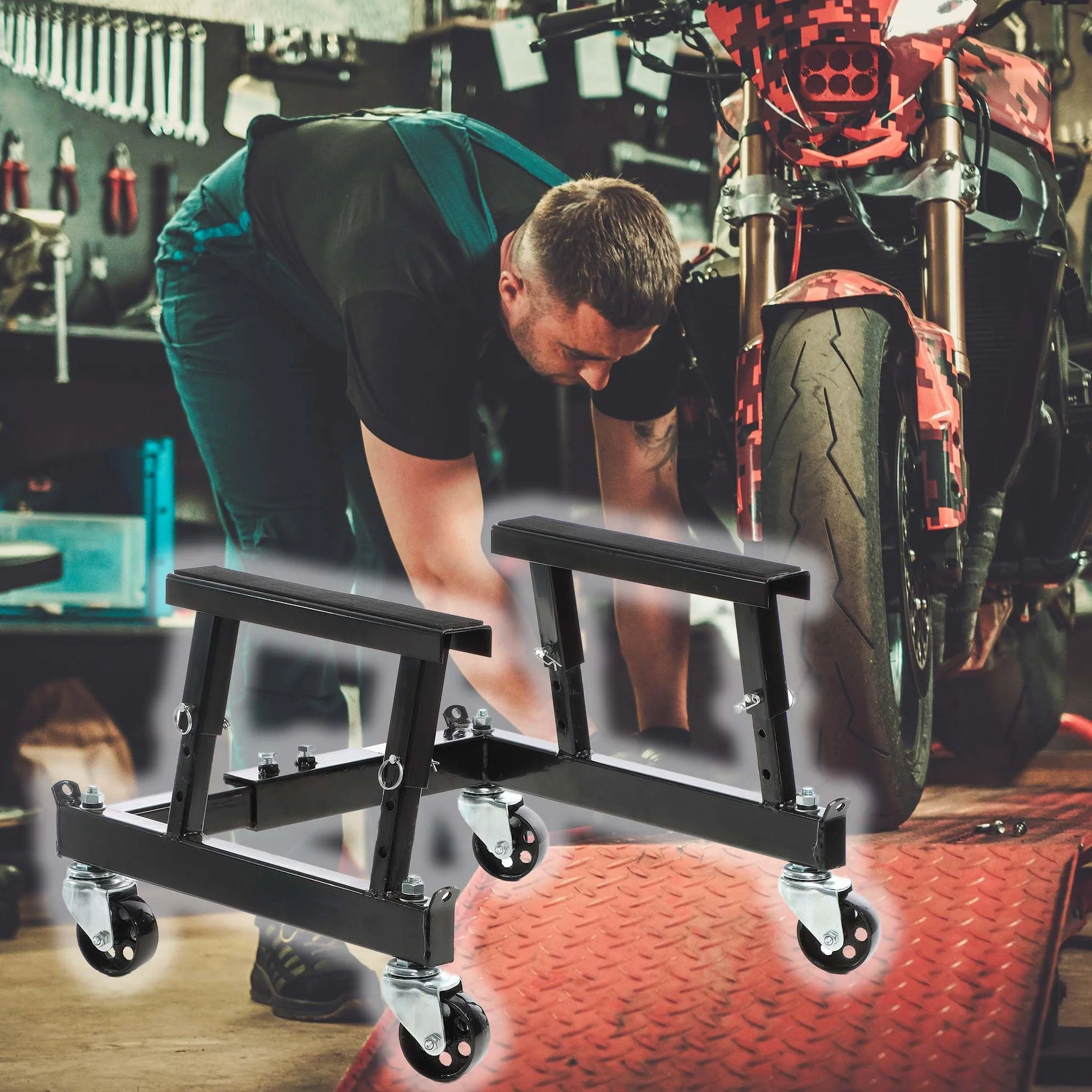 Wiltec Cavalletto alzamoto a rotelle max 680 kg per moto Quad