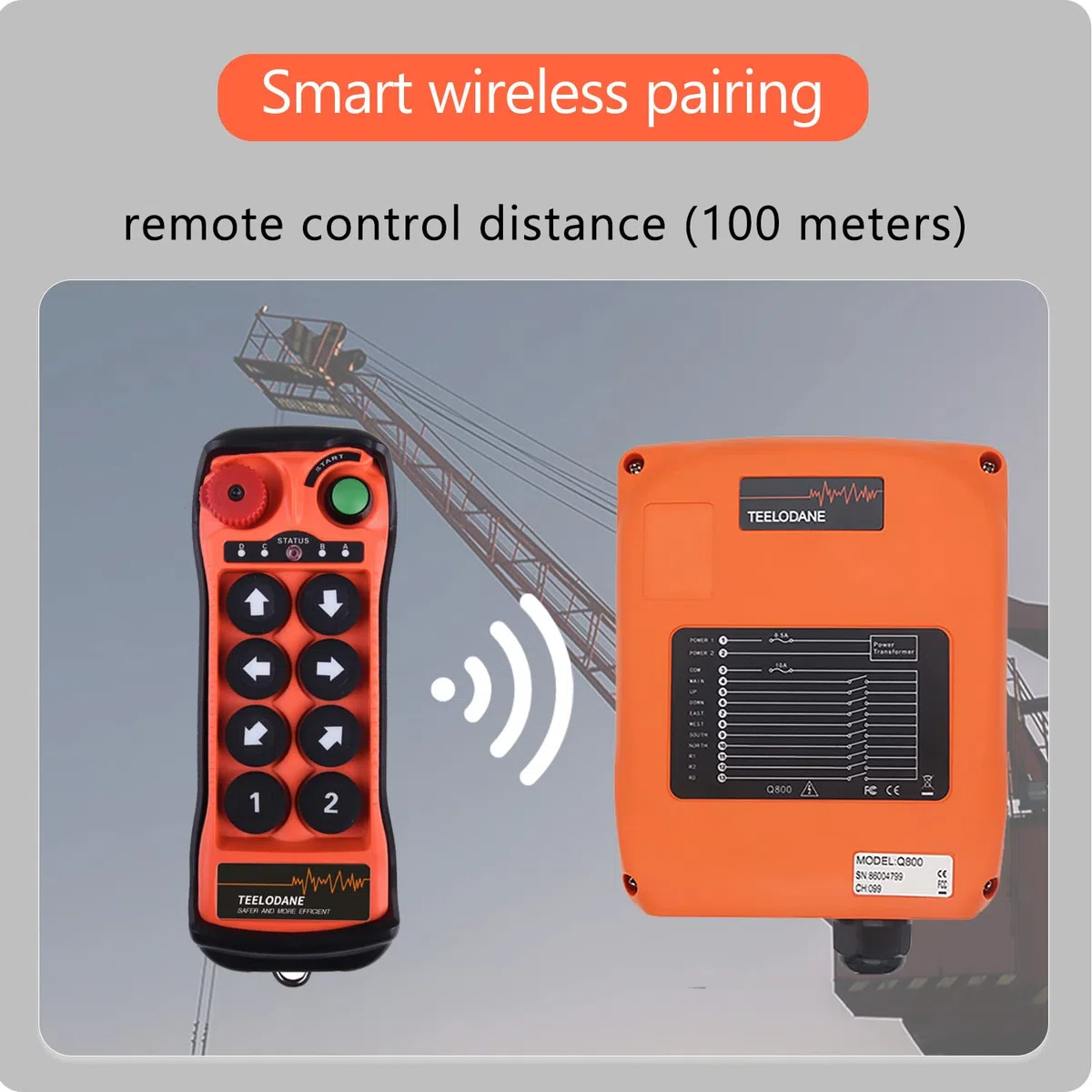 Telecomando Q800 8 pulsanti singola velocità IP65 impermeabile 12-24v senza fili gru industriale (12-24V CC)
