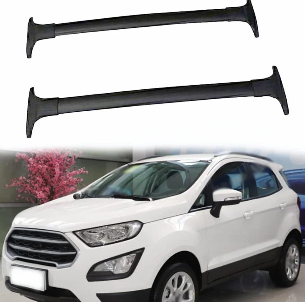 Alluminio, 2 Pezzi Portapacchi per Auto, Barre Trasversali Ringhiera, Portapacchi, Portapacchi Bici con Serratura, Binari Supporto Accessori da Viaggio, Per Fo-rd Ecosport 2013-2020,Bla-ck