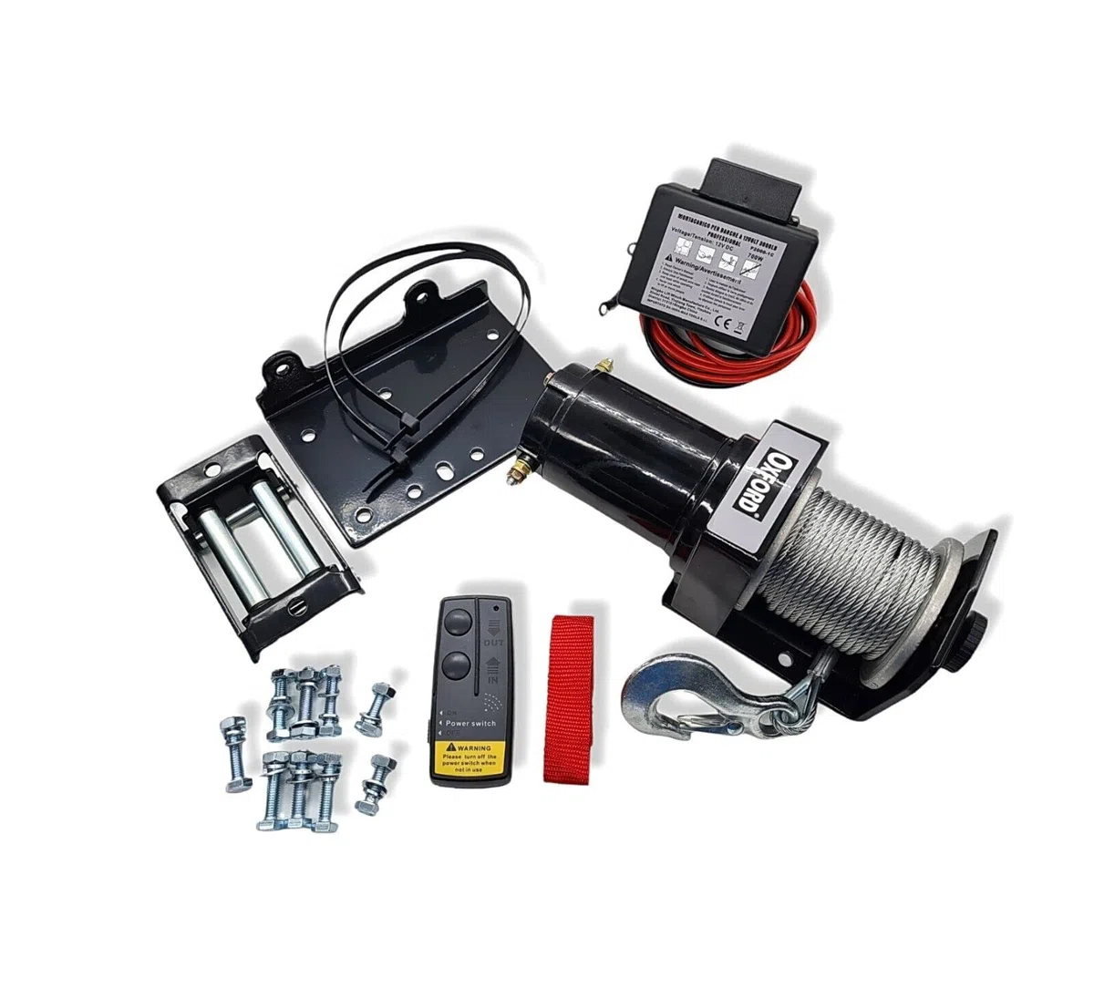 Verricello Elettrico con Telecomando Senza Fili con cavo in acciaio 15 mt Verricello Elettrico 12V con capacità di Carico 3000LB Argano paranco per furgoni auto barche