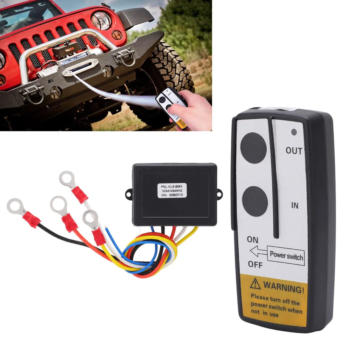 flexman Kit Telecomando per Verricello Senza Fili, DC12V 24V 75Ft Controller Interruttore Portatile Universale a Lungo Raggio con Ricevitore O Demolitori per Camion SUV RV