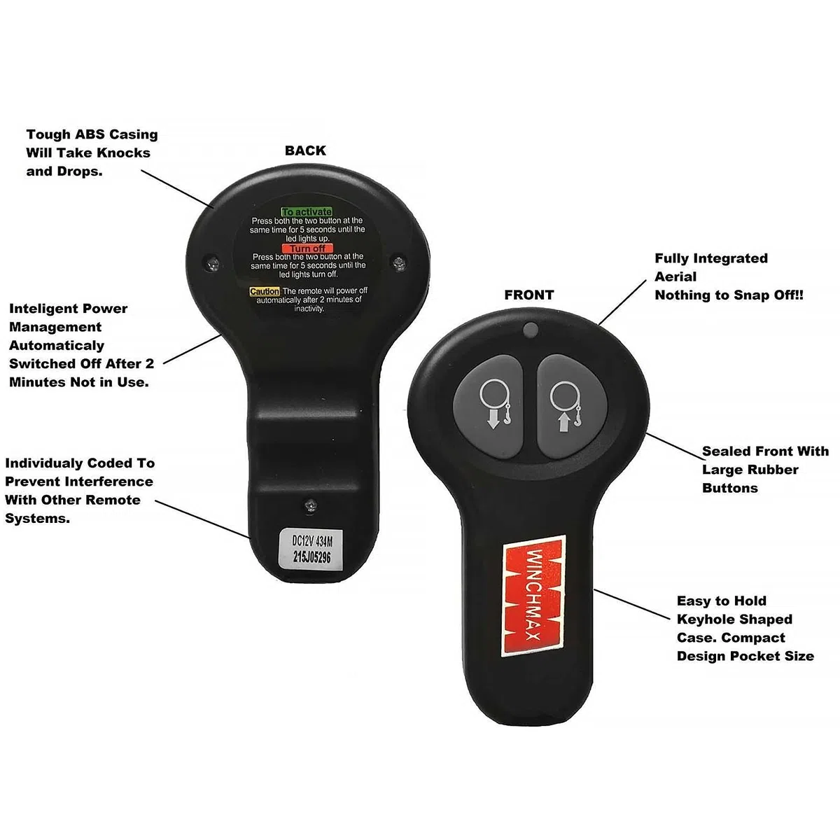WINCHMAX. Telecomando per verricello wireless 12v. Ricevitore gemello.