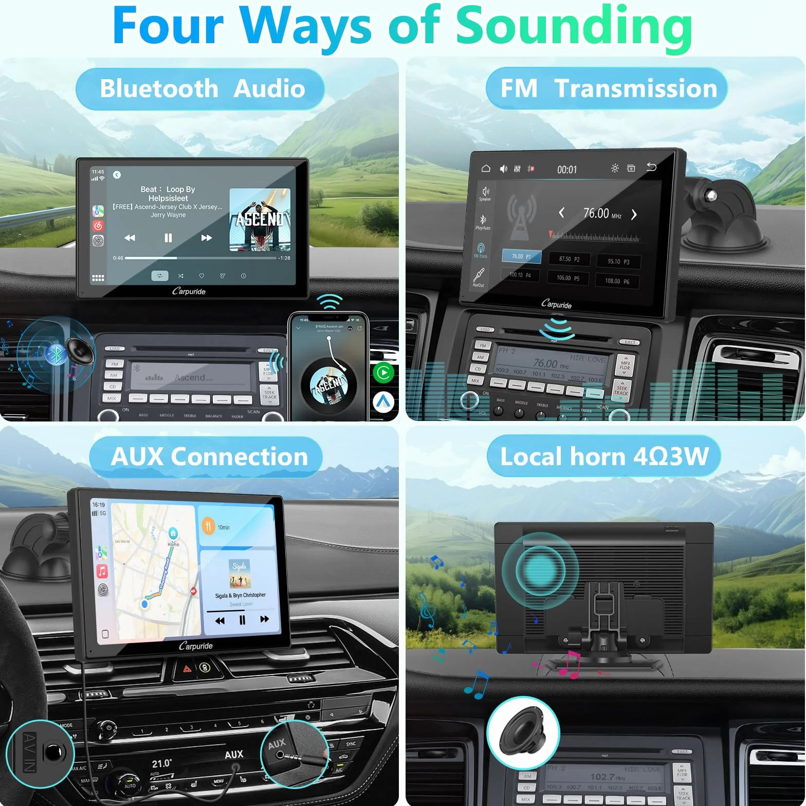 CARPURIDE V9 portatile wireless Carplay e Android Auto, 9 pollici 1080p touch screen HD da con BT 5.0, Mirror Link, supporto per camion e camper