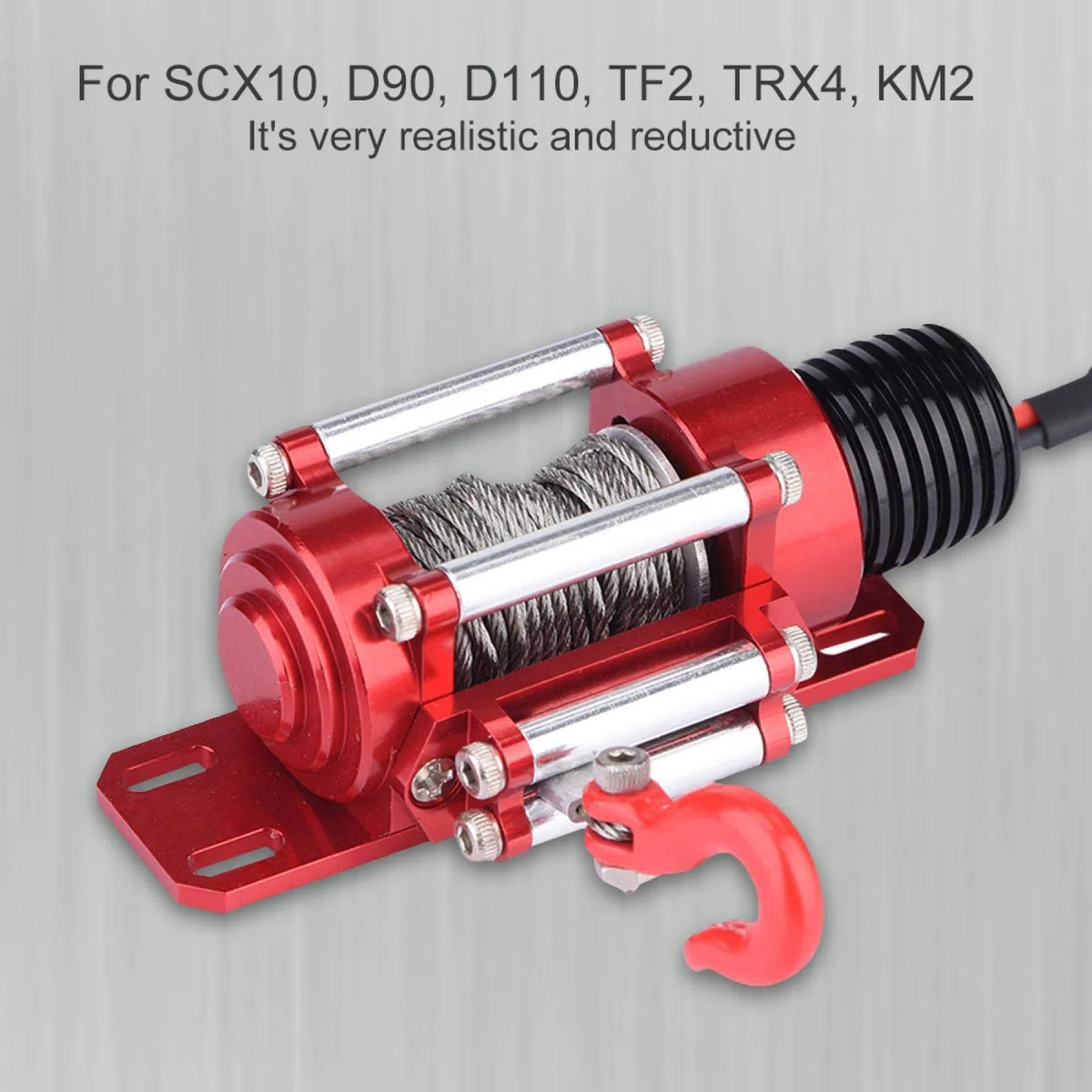 DAUERHAFT Verricello Elettrico in Nylon con Filo Metallico con Lavorazione CNC di precisione per Auto RC 1/10 SCX10 D90 D110 TF2 KM2