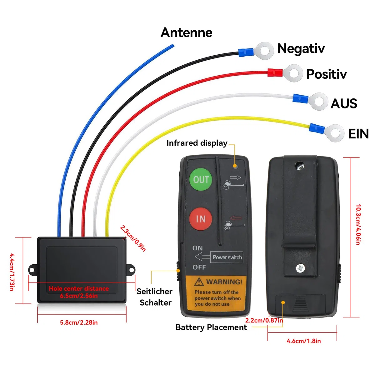Telecomando Wireless per Verricello, Kit Controller Universale per Verricello Elettrico Gamma 75ft 12V 24V Accessori per Ricambi Automobilistici ad Alta Sensibilità per Auto Camion ATV