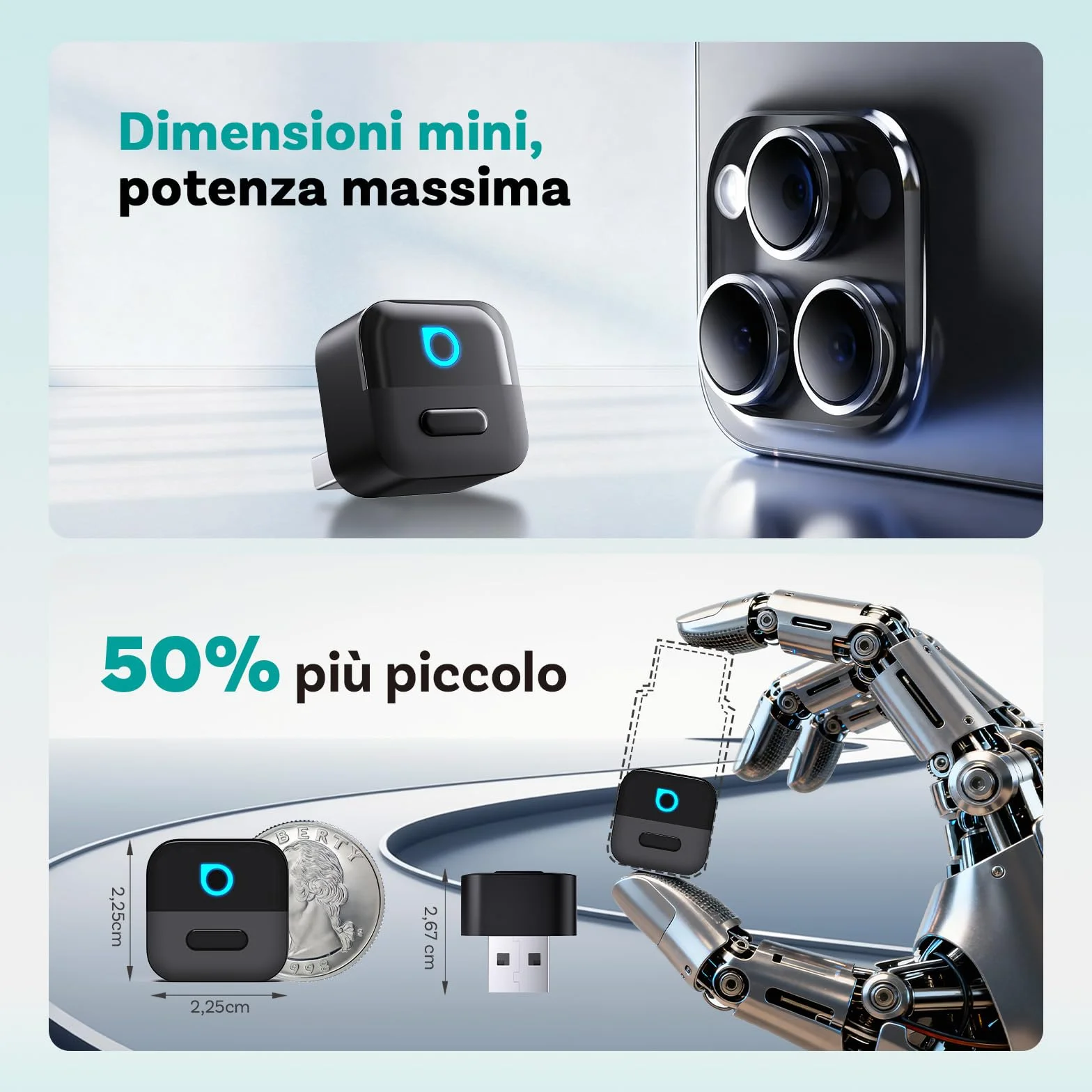 (2026 Nuovo) OTTOCAST 2 in 1 Wireless Adattatore CarPlay e Android Auto, Ottocast Mini Pico con Disconnessione a un Solo Tocco, WiFi 6, Bluetooth 5.4, Plug & Play per CarPlay/Android Auto di Fabbrica