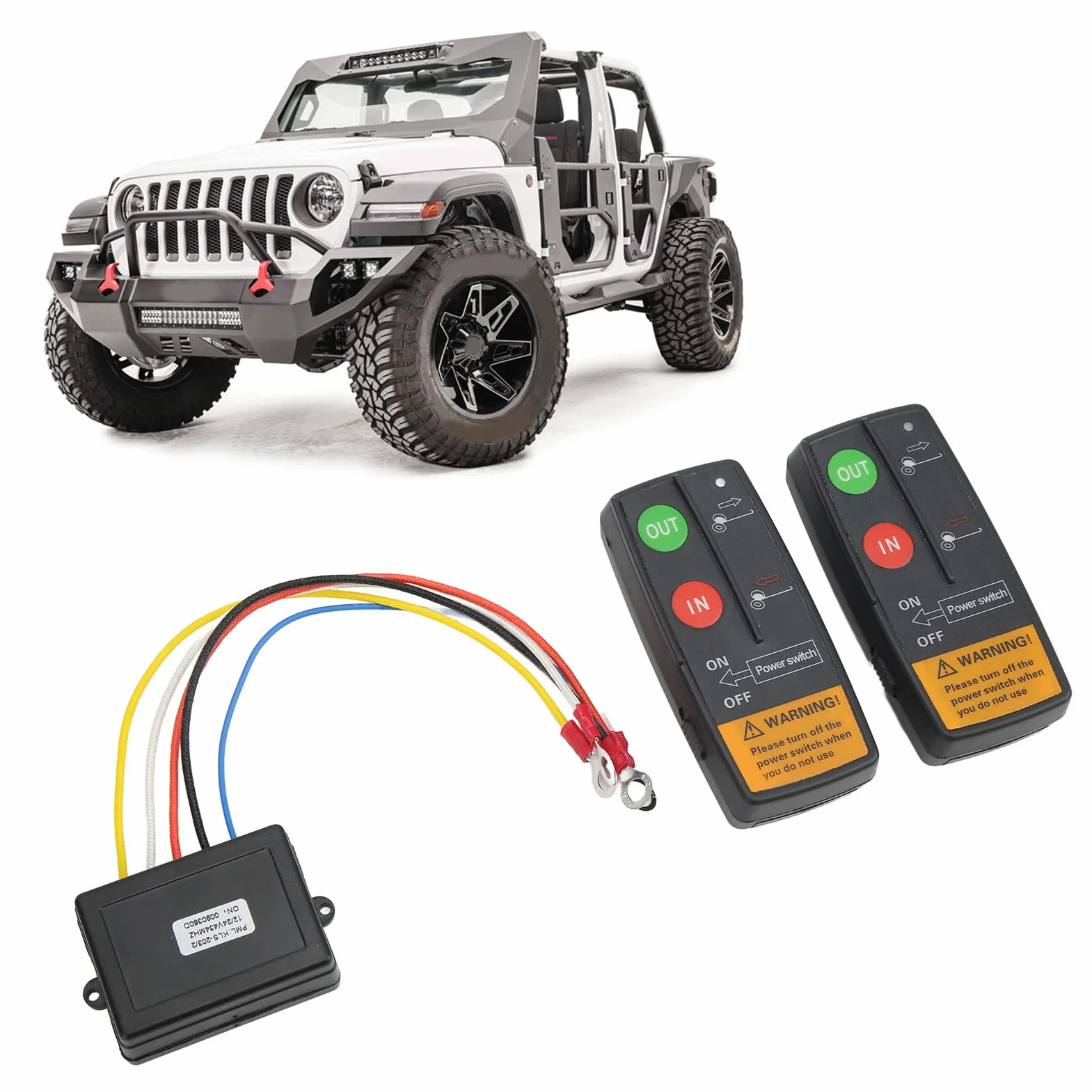 Kit Telecomando per Verricello, Controller Wireless per Verricello con Portata di 75 Piedi, Remoto per Verricello per ATV, Auto, Camion, compatibilità 12V 24V,