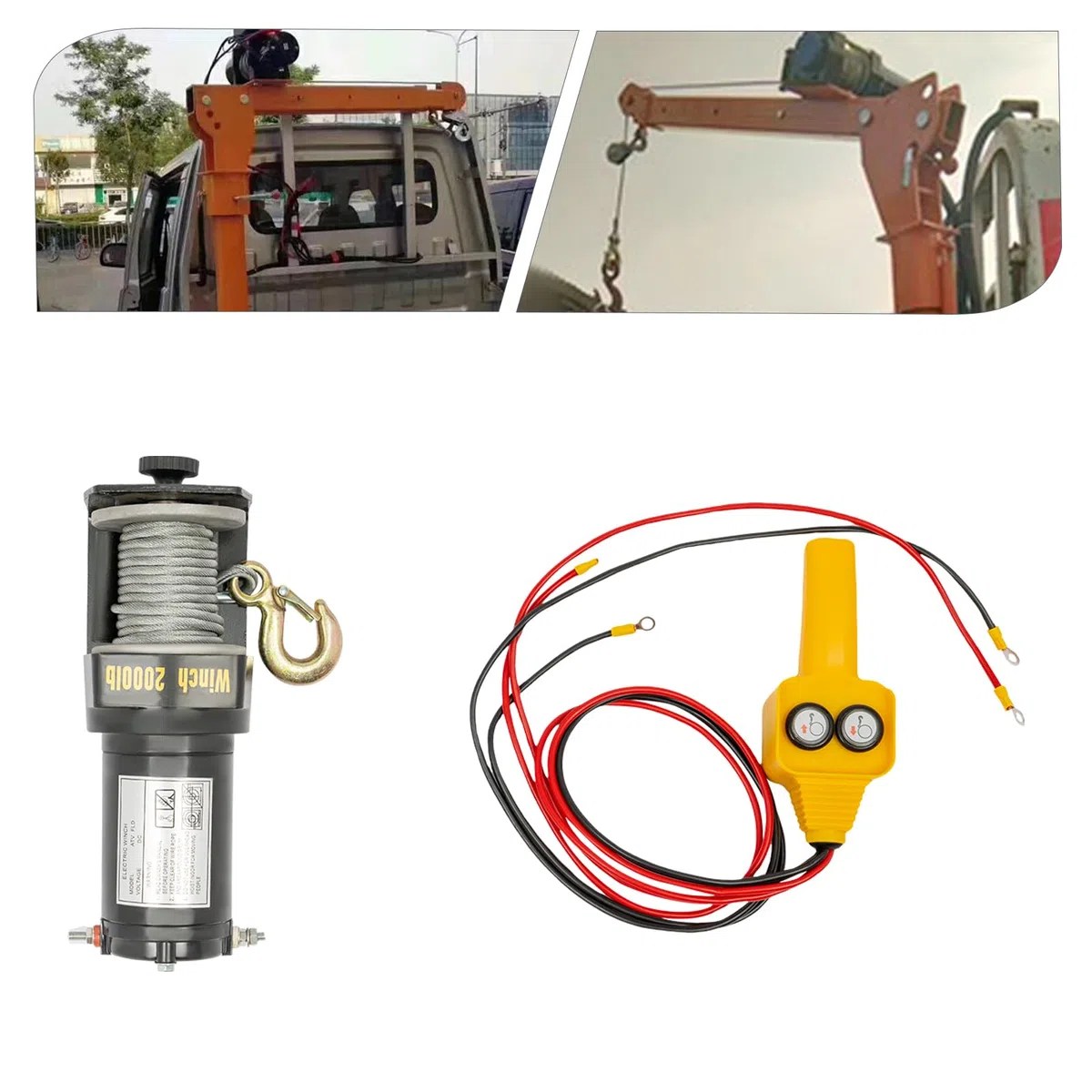 Sollevatore elettrico 12 V, verricello con corda in acciaio e centralina per fuoristrada, agricoltura, ATV, yacht, portata massima 900 kg