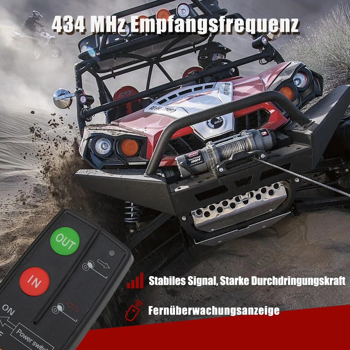 Kit di controllo remoto per verricello senza fili, portata di 2,3 Km, universale, ad alta sensibilità, adatto per auto, camion ATV, 12 V 24 V