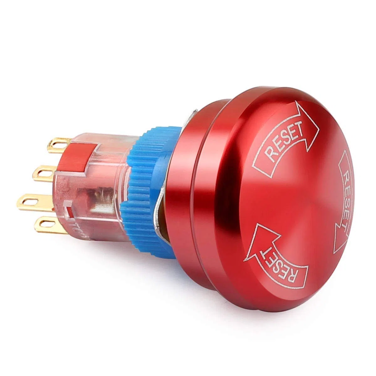 CLDIY Metal Emergency Stop Button Switch, 16 mm 5 A 250 VAC 6 Feet Emergency Stop Power Off Round Self-locking Waterproof Mushroom Cap Switch with 2 NO & 2 NC