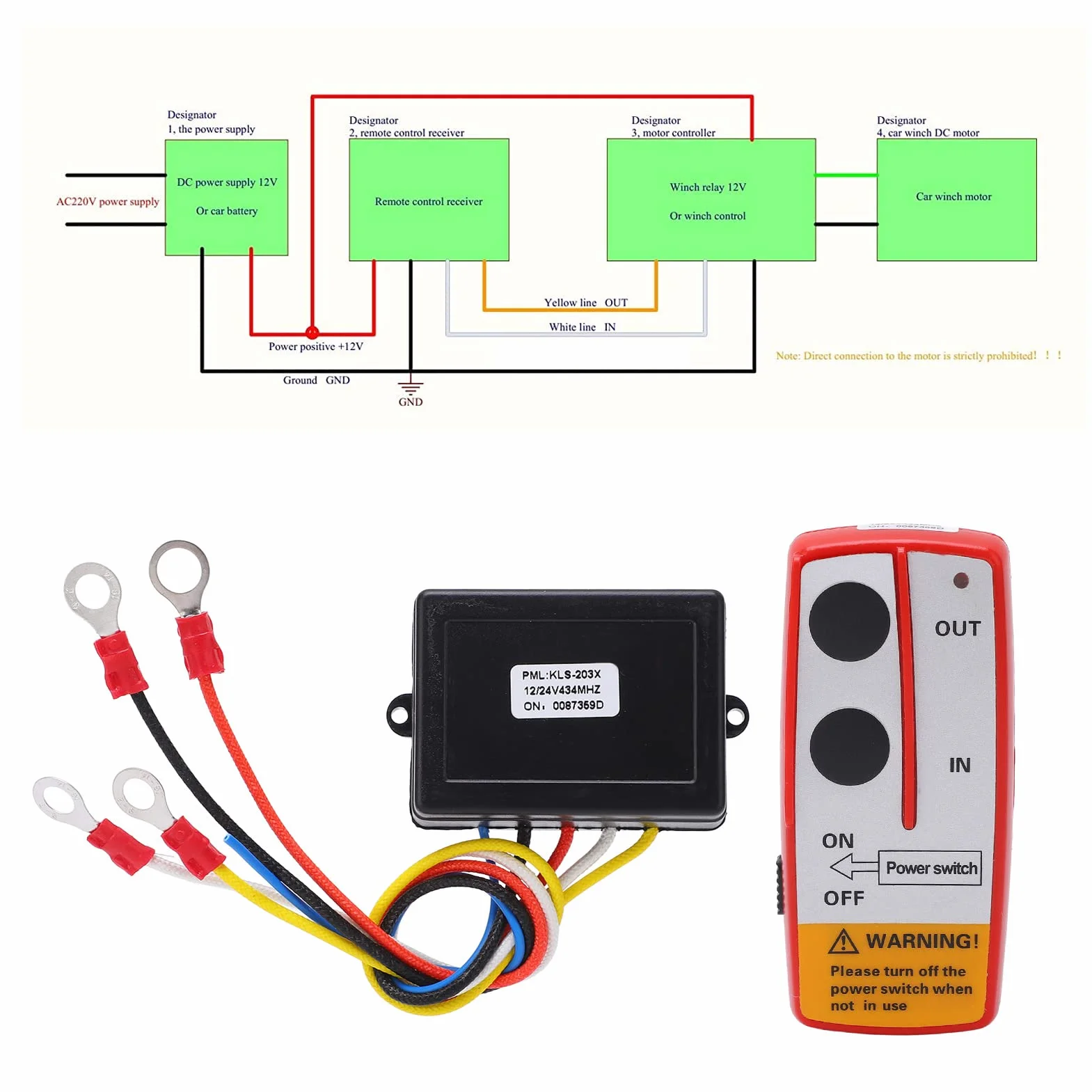 Interruttore Portatile,12v 24v 75 Piedi Distanza Di Controllo Heavy Duty Funzionamento Semplice Verricello Kit Telecomando Wireless Portatile Con Ricevitore Per Camion Jeep Atv Suv Rosso