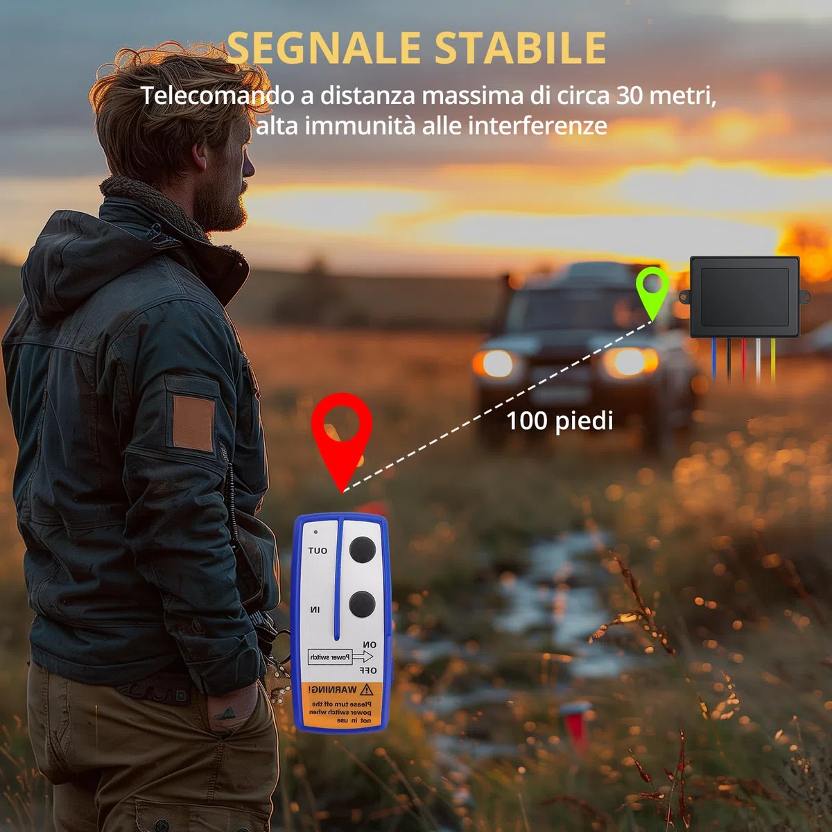 AMTOVL Kit Telecomando Wireless per Verricello 12V Portata Fino a 30 Metri Controller Wireless per Verricello con Spia per Auto Fuoristrada ATV SUV