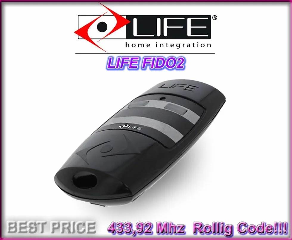 Life FIDO2 - Trasmettitore manuale a 2 canali 433,92 MHz Rolling Code telecomando
