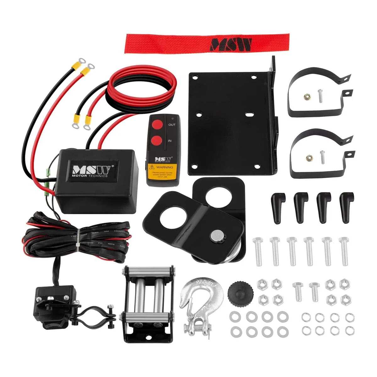MSW Verricello Elettrico Fuoristrada Offroad PROPULLATOR 3500-B (Forza di trazione: 1.590 kg / 3.500 lbs, Motore a magnete permanente, 12 m Lunghezza del cavo, Tamburo: Ø 32 mm, Puleggia incl.)
