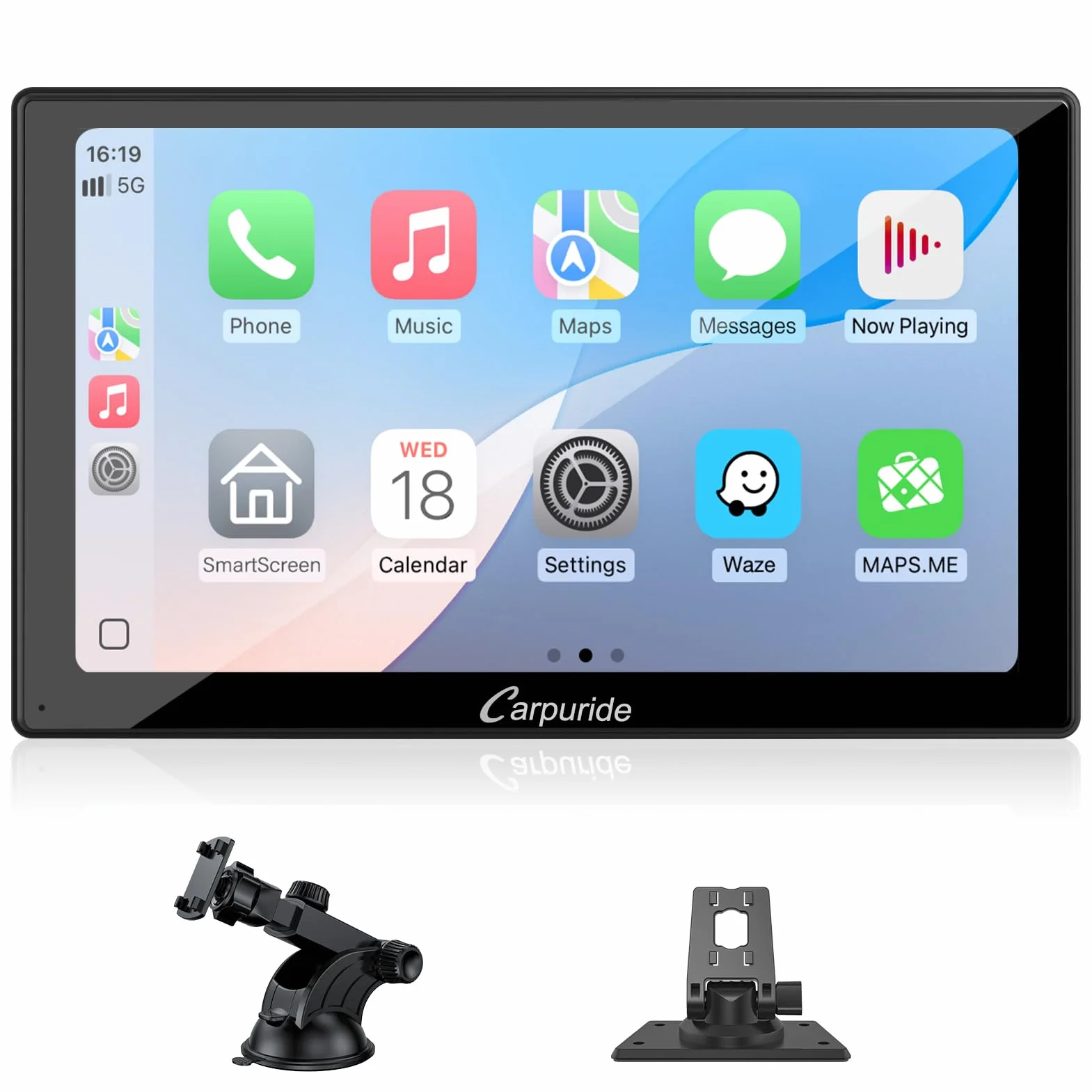 CARPURIDE V9 portatile wireless Carplay e Android Auto, 9 pollici 1080p touch screen HD da con BT 5.0, Mirror Link, supporto per camion e camper