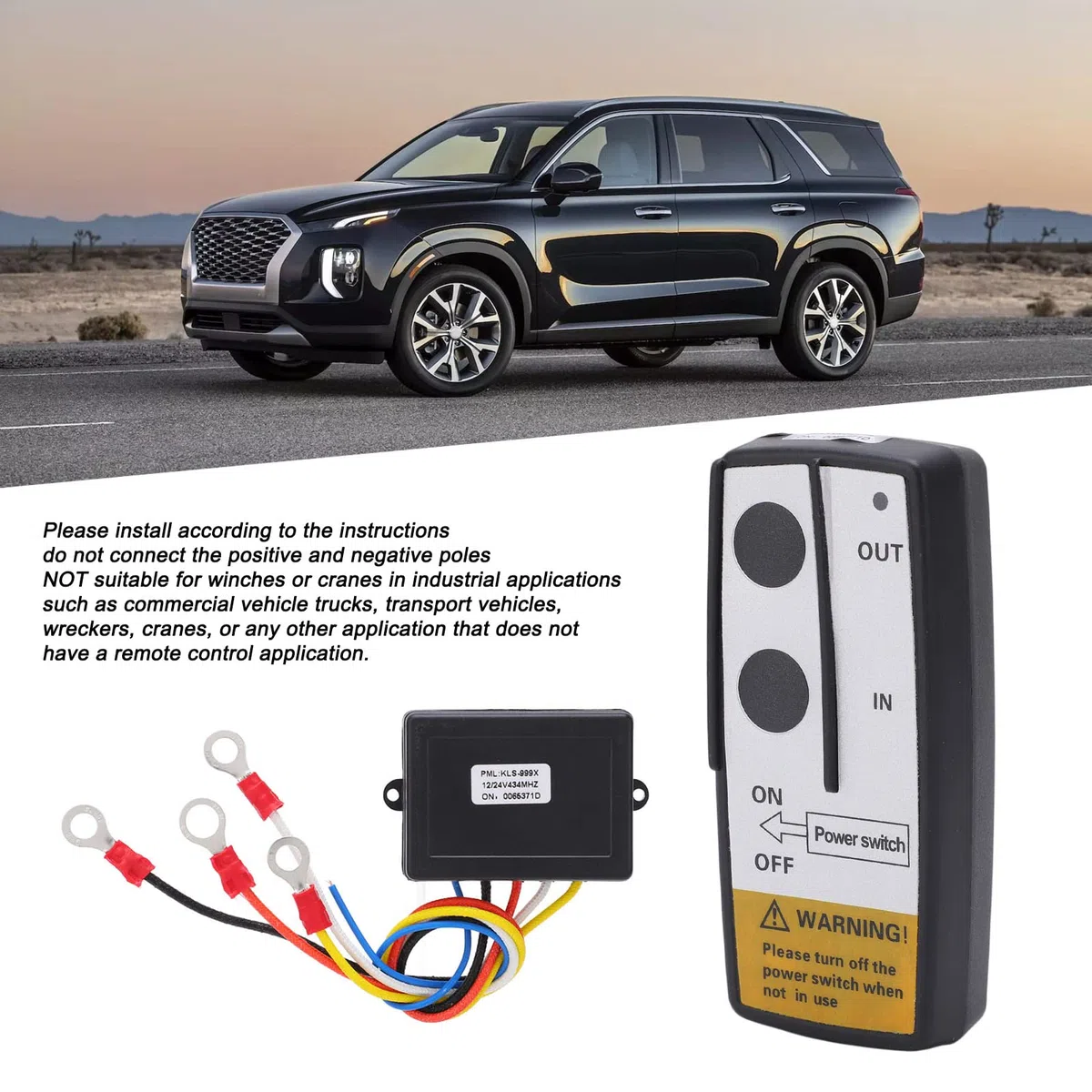 flexman Kit Telecomando per Verricello Senza Fili, DC12V 24V 75Ft Controller Interruttore Portatile Universale a Lungo Raggio con Ricevitore O Demolitori per Camion SUV RV