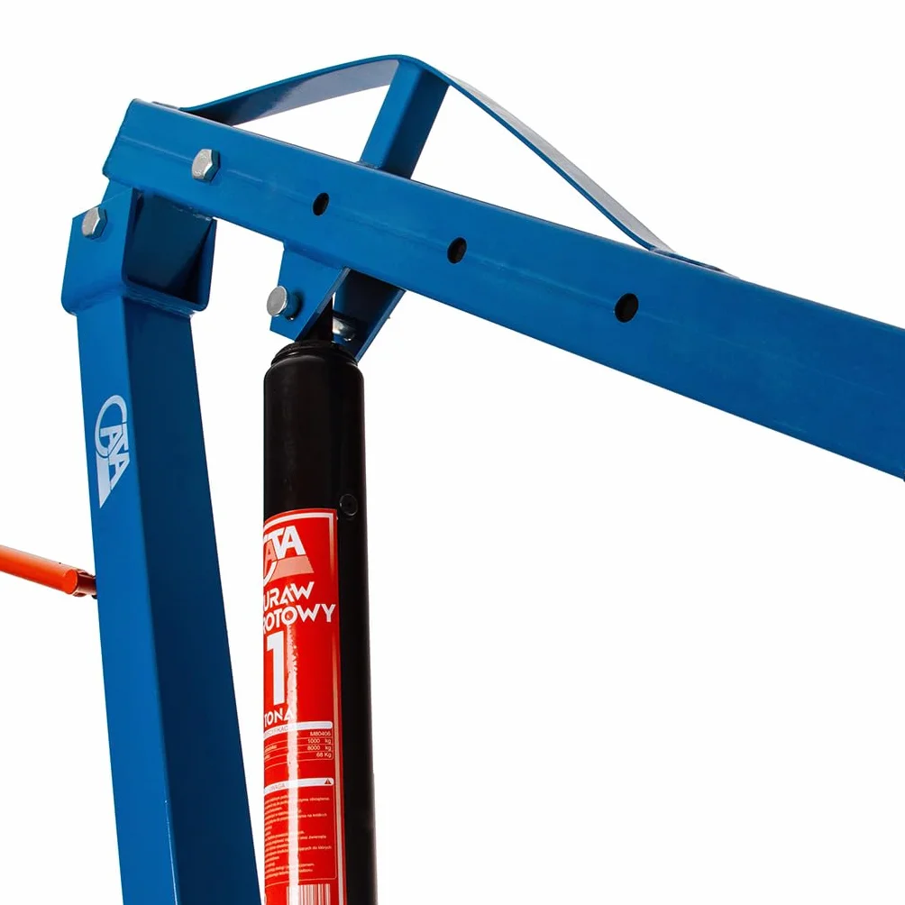 Gru idraulica girevole 1T con rotazione 360° Braccio estensibile 4 livelli 500-1000 kg Cilindro idraulico potente Base 21×21 cm Altezza 199-250 cm