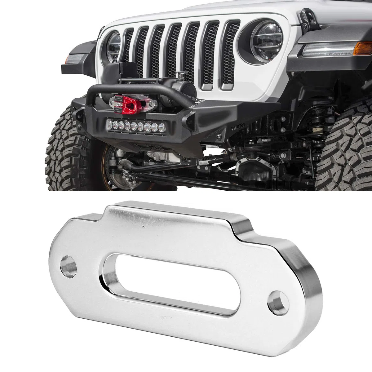 Aramox Guida Verricello Passacavo in Alluminio per Fune Sintetica 2500-4000 Libbre con Passo 124 mm, Accessorio Offroad
