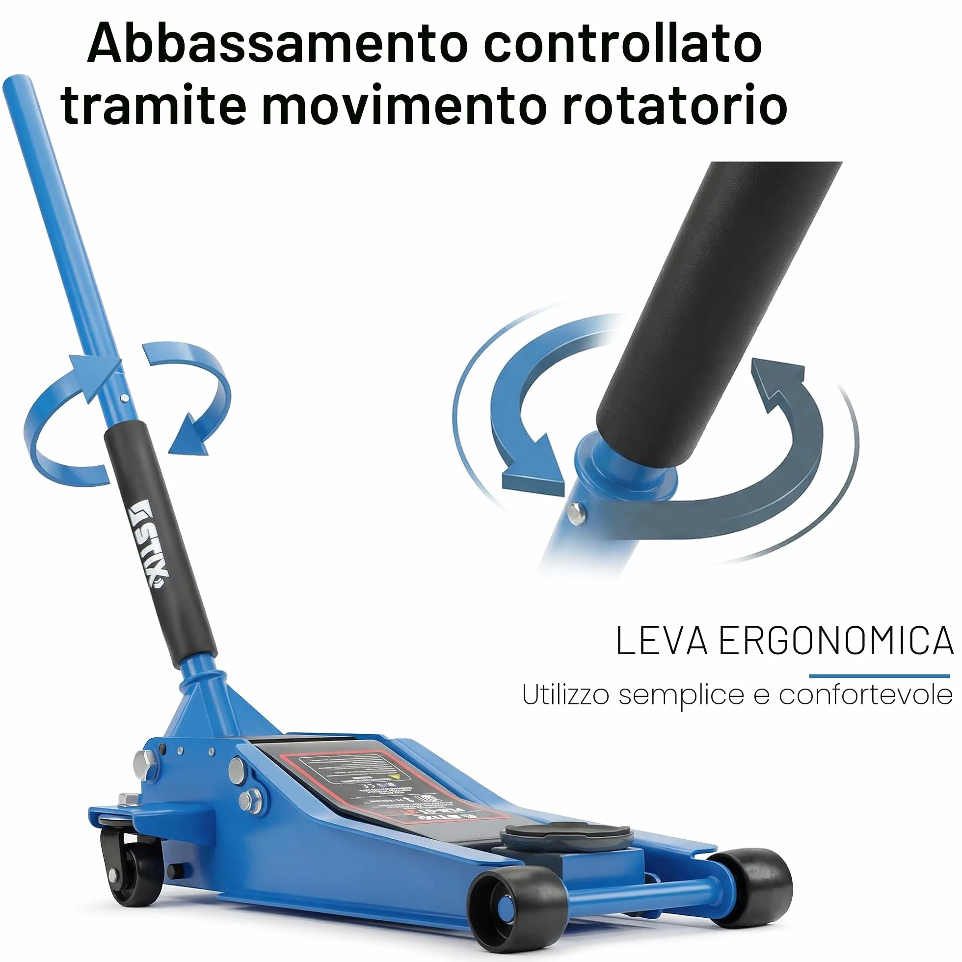 Cric Idraulico per Auto PLN-01 3T 75mm 505mm Doppia Pompa Officine Garage