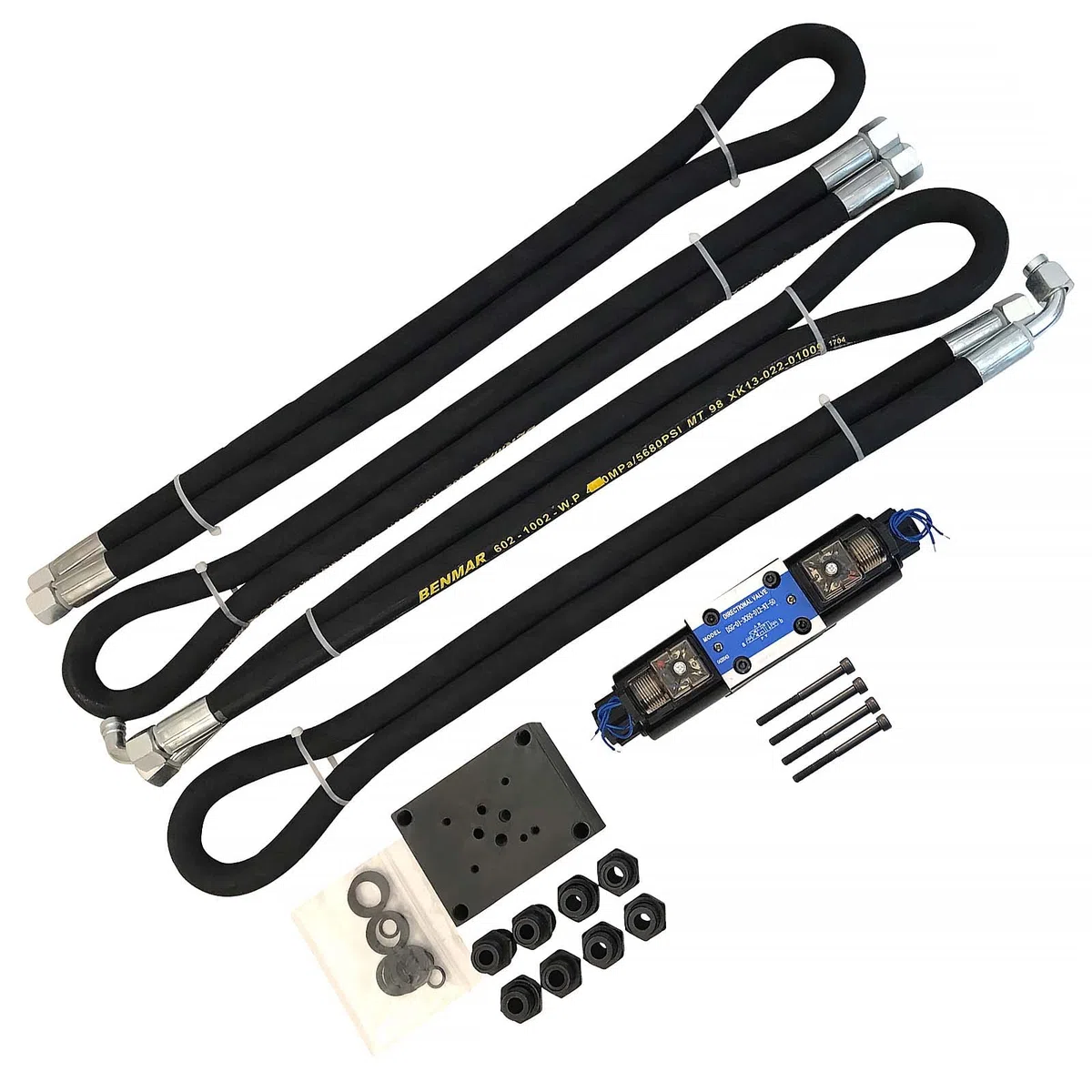 WINCHMAX. Kit di installazione per verricello idraulico. Valvola, tubi flessibili, apparato di controllo. Telecomando wireless 12 V.