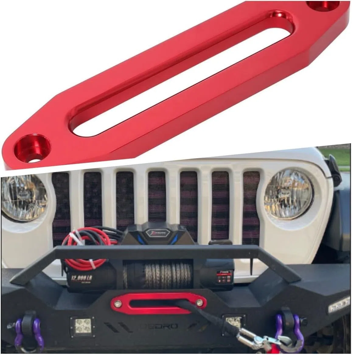Verricello Passacavo,Passacavo per Verricello Blocco Fune per Porta,Verricello per Fuoristrada,10in Universale Fune di Traino Accessori Automobilistici