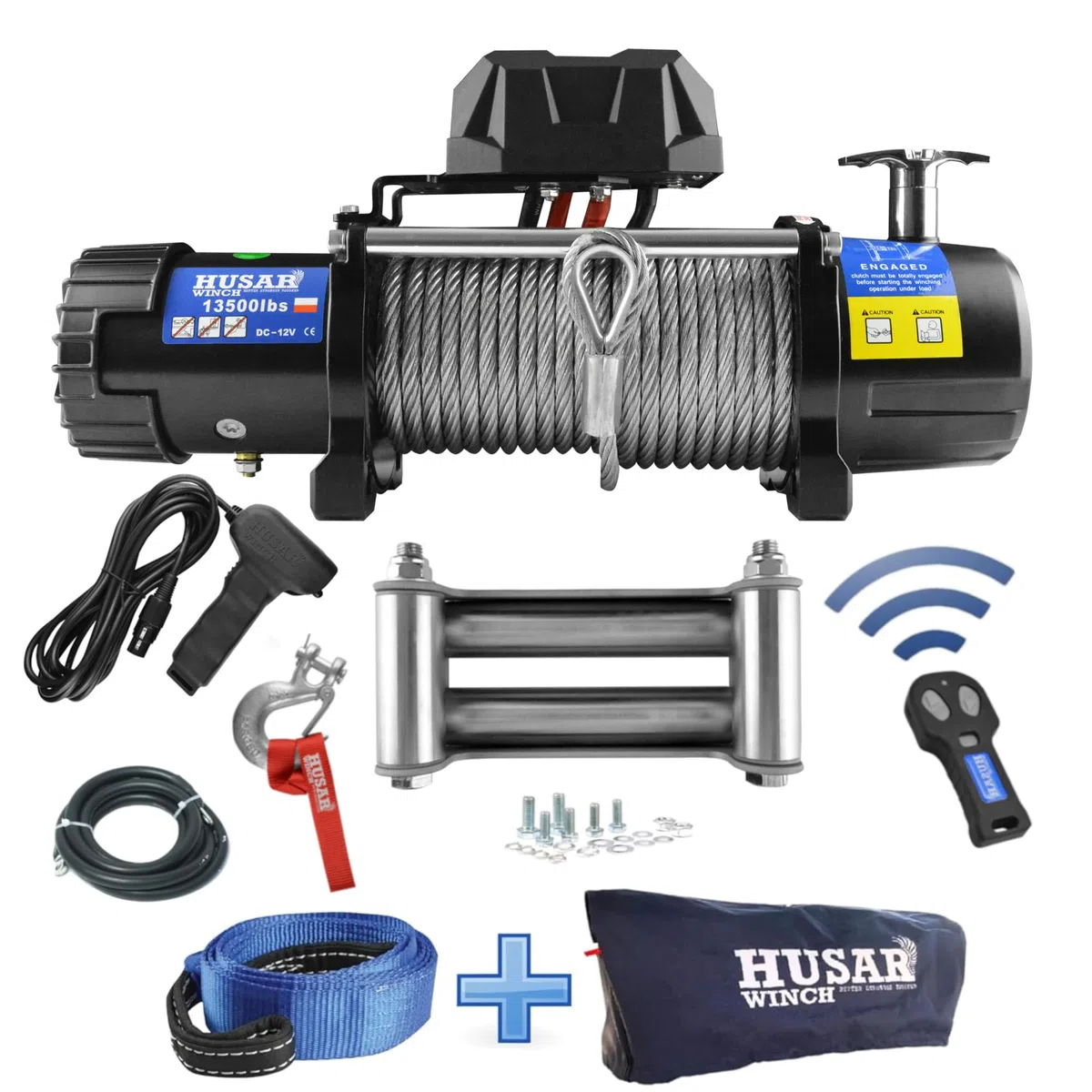 Verricello Elettrico 12V, 13500 lbs | 6124 kg - Cavo in Acciaio da 22 m, Controllo Wireless, Ingranaggio Planetario a 3 Stadi - Ideale per Fuoristrada e Veicoli 4x4 OFF ROAD