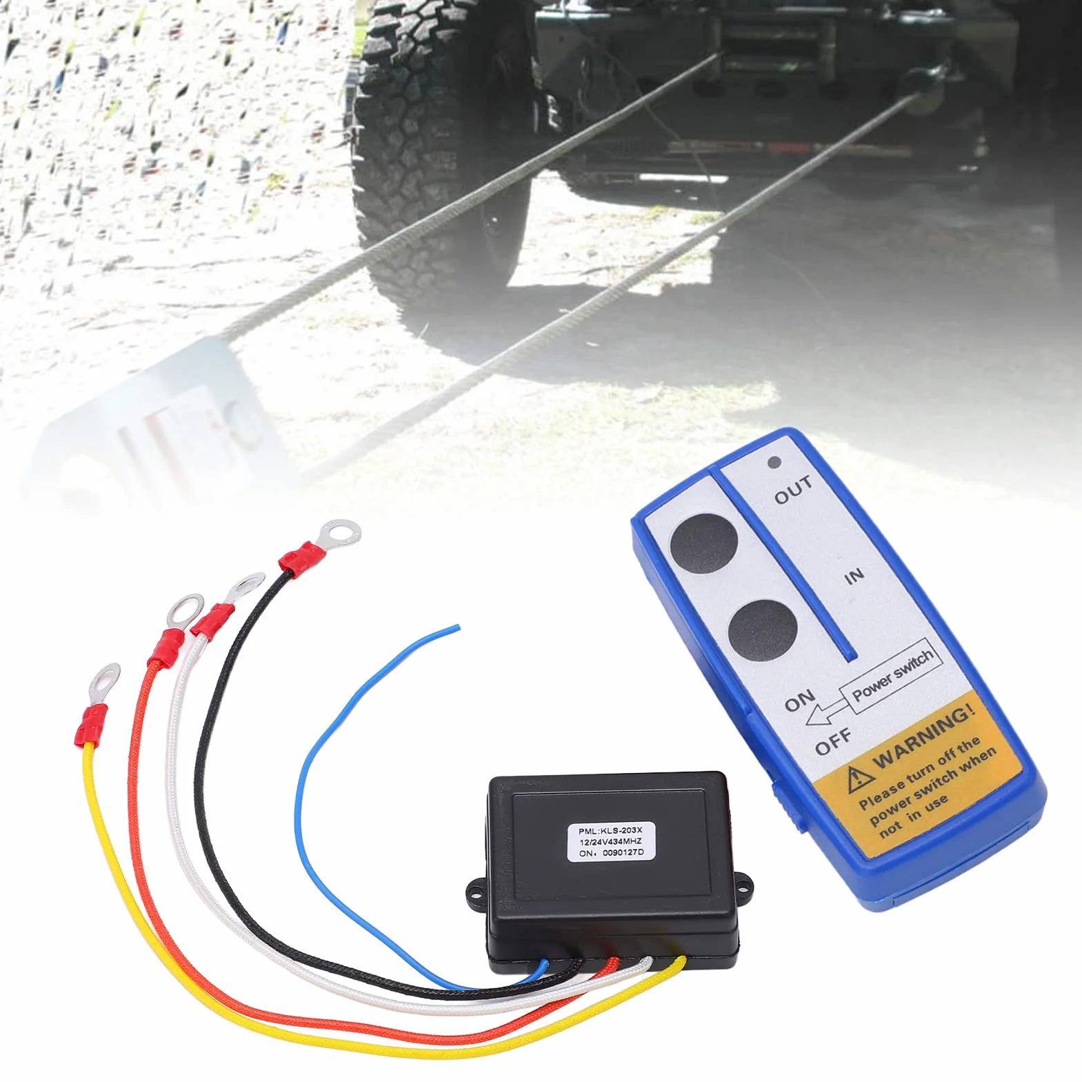 Interruttore Portatile Telecomando Verricello Ancora,12v 24v 75 Piedi Distanza Di Controllo Funzionamento Semplice Verricello Kit Telecomando Wireless Con Ricevitore Per Camion Jeep Atv Suv Blu